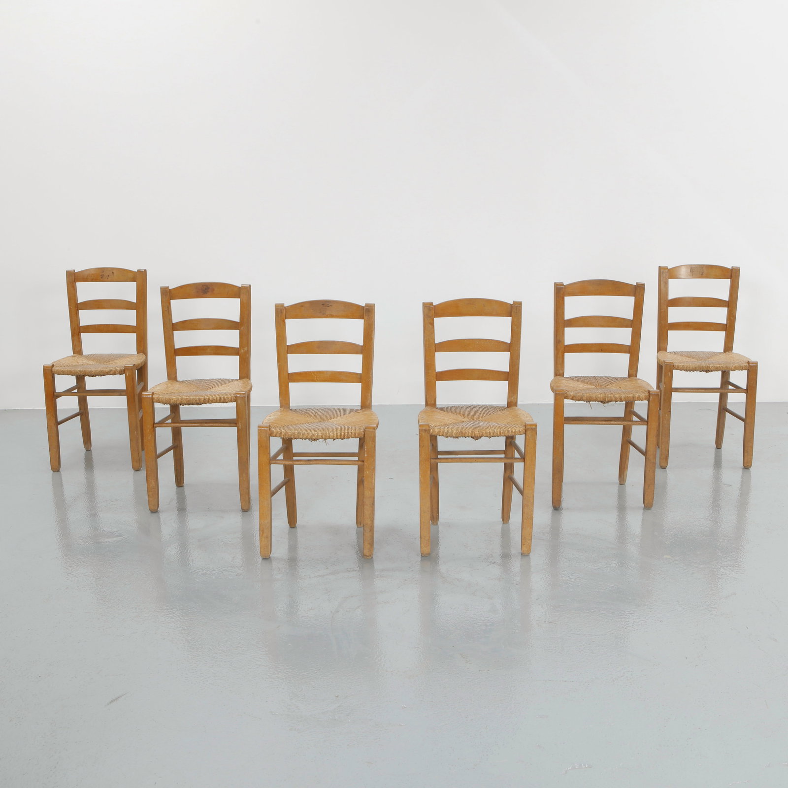Set of Six Rope and Wood Chairs in the style of Charlotte Perriand, 1960s (1 of 20)