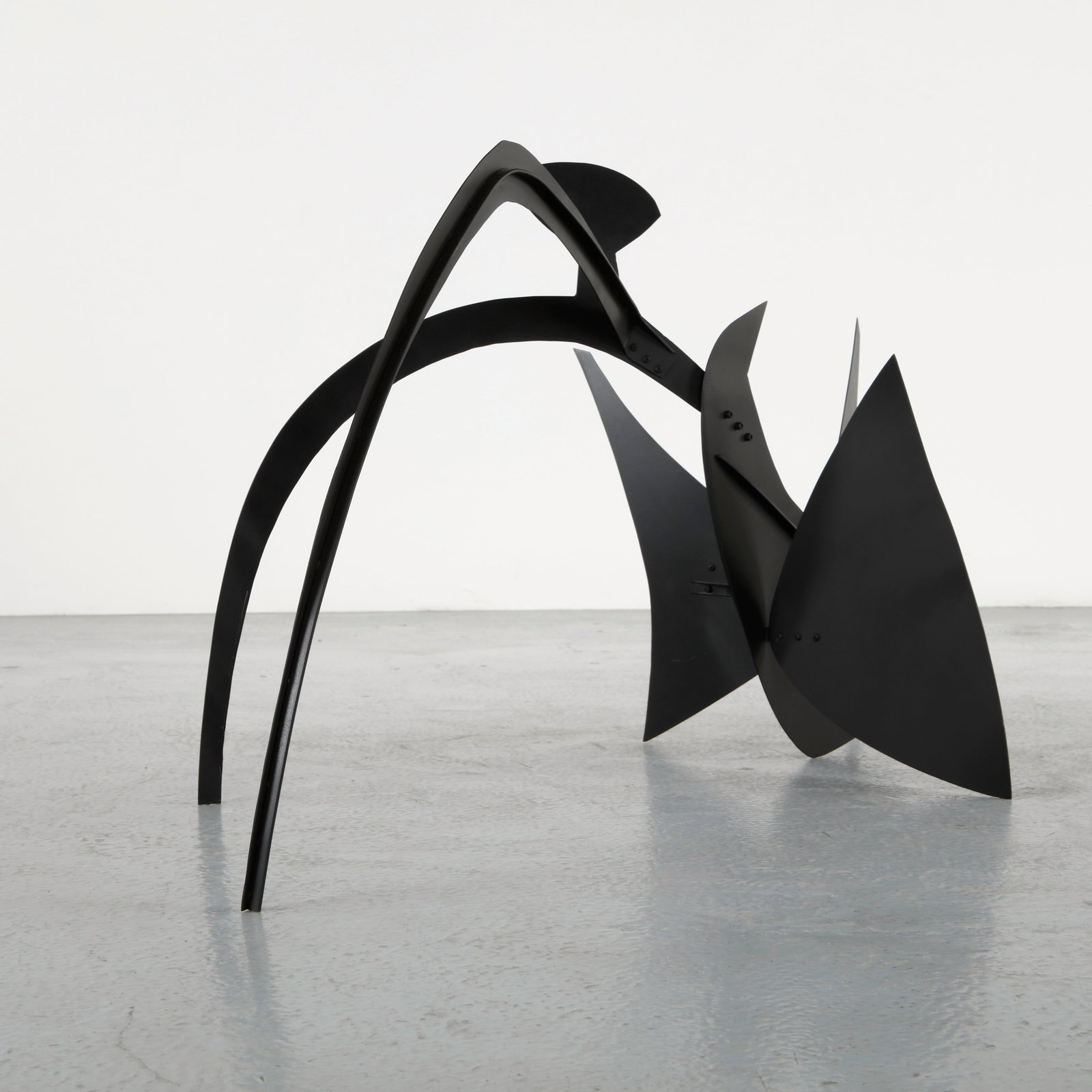 Philippe Makhloof, The Spider, Metal Sculpture, 1980s: Striking sculptural form in metal with elongated, articulated elements evoking a spider-like stance. A dramatic composition showcasing Makhloof's distinctive visual language. Height: 23 in. Width: