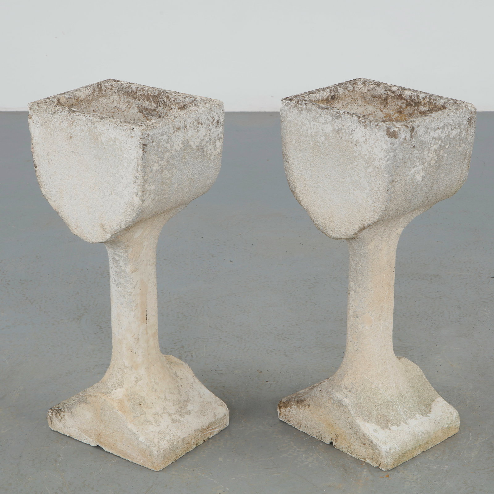 Pair of Square Stone Pedestal Planters, 1960s (1 of 16)