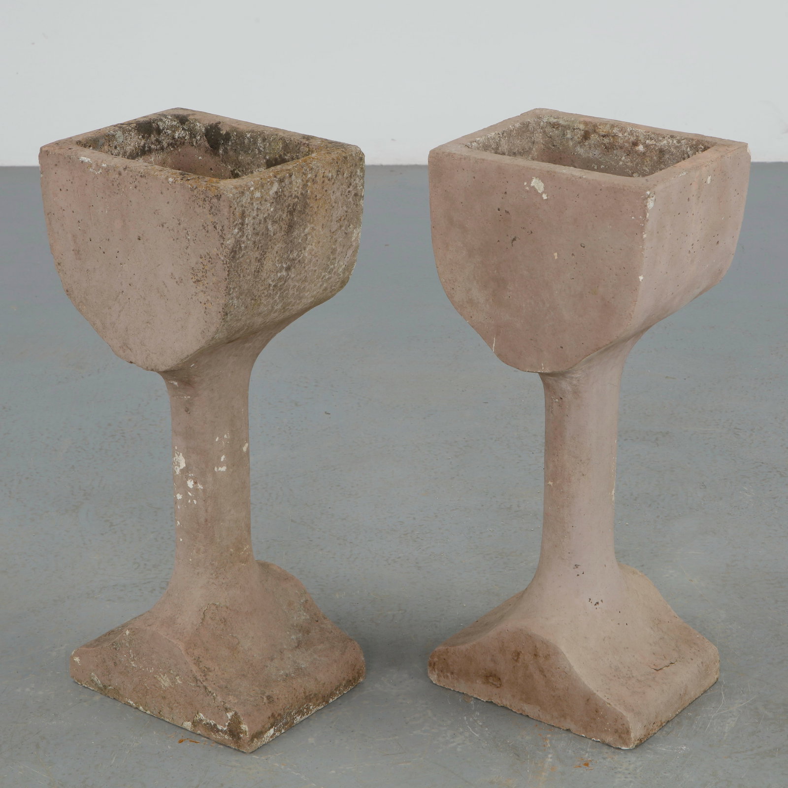 Pair of Square Stone Pedestal Planters, 1960s (1 of 16)