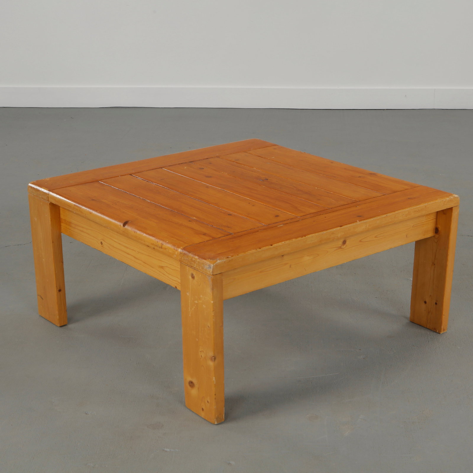 Maison Regain, Square Pine Coffee Table, 1960s - 4
