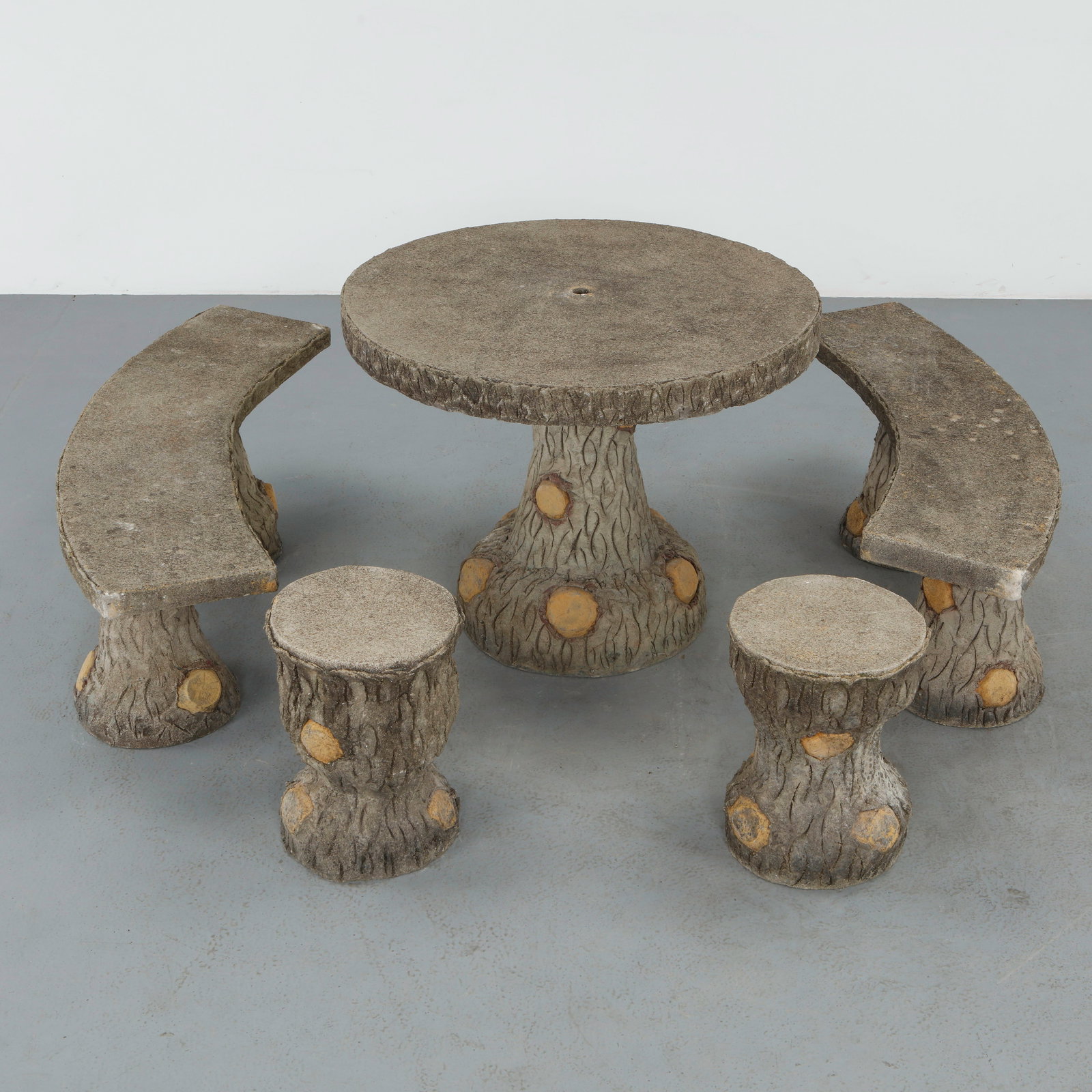 Faux Bois Outdoor Concrete Set, 1960s (1 of 20)