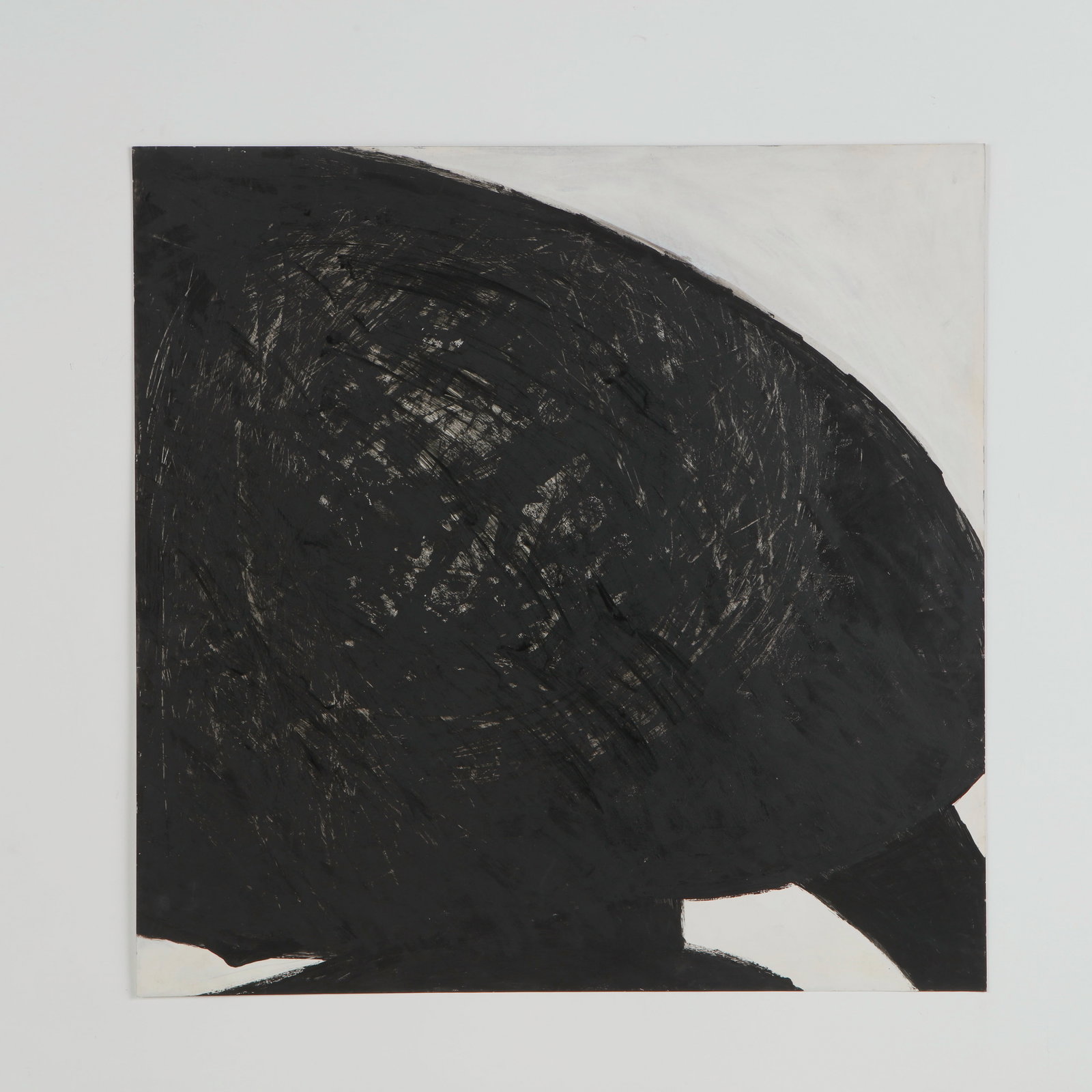 Maurice Perrenoud, Oil on Illustration Board, 1960s: This oil on illustration board work features an expansive curved mass enriched by layered brushwork and visible scoring. The composition balances abstraction with a strong sense of form and volume. A 