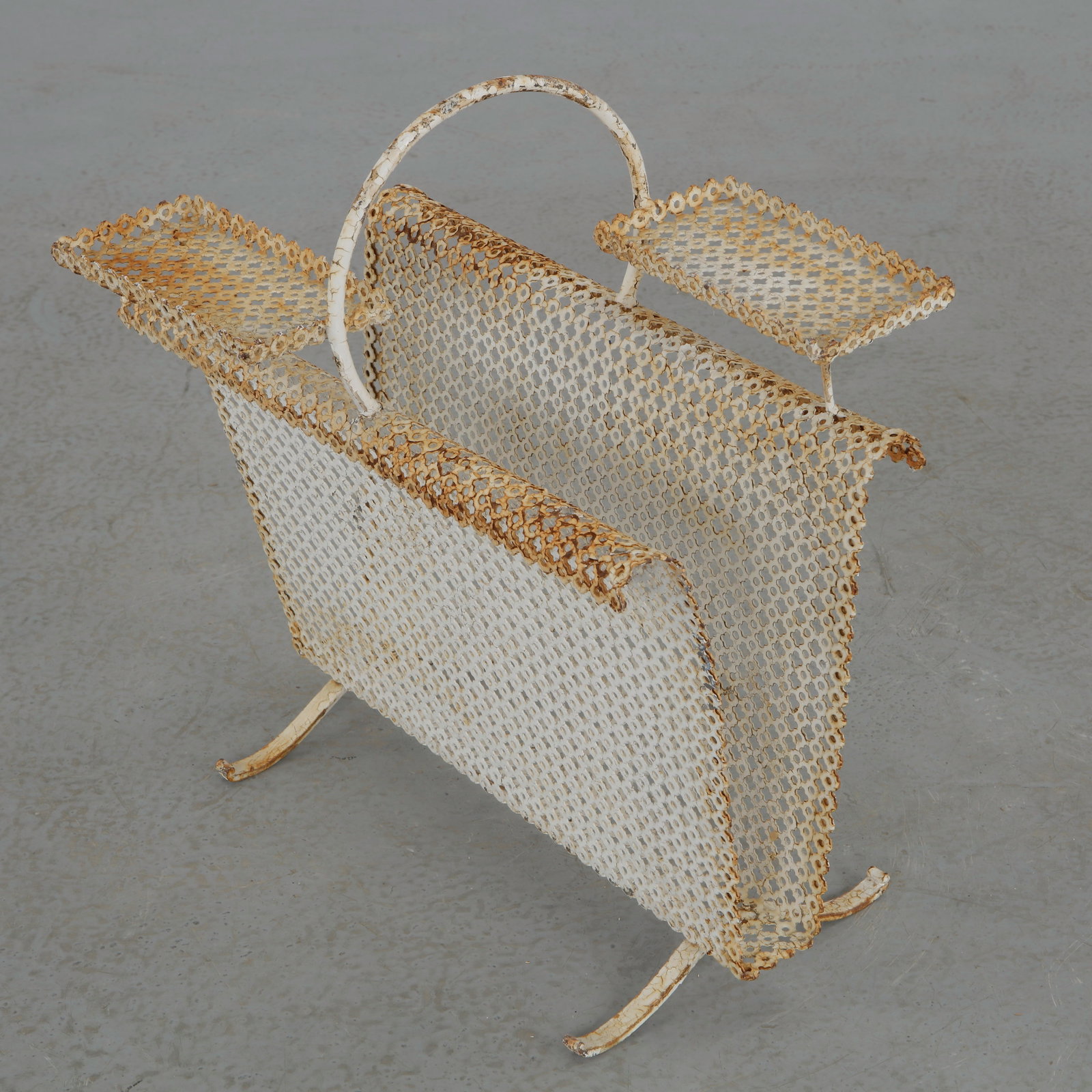 Mathieu Mategot, Perforated White Metal Magazine Rack, 1950s (1 of 14)