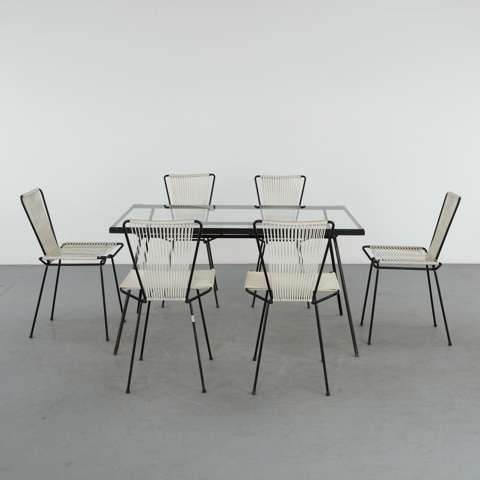 George Nelson Arbuck Wrought Iron Dining Table and Six Dining Chairs in the style of Allan Gould - 2