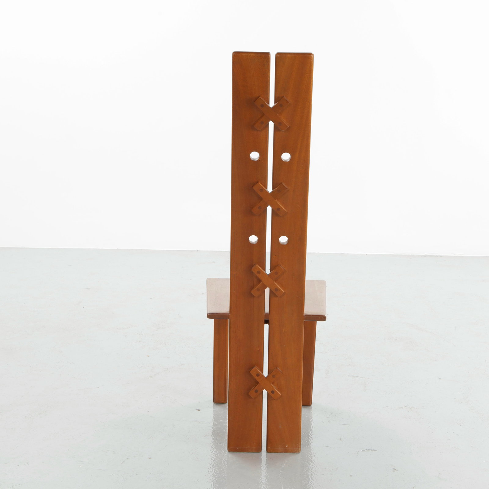 Set of Ten High Back Wood Dining Chairs in the style of Pierre Chapo, 1960s - 19