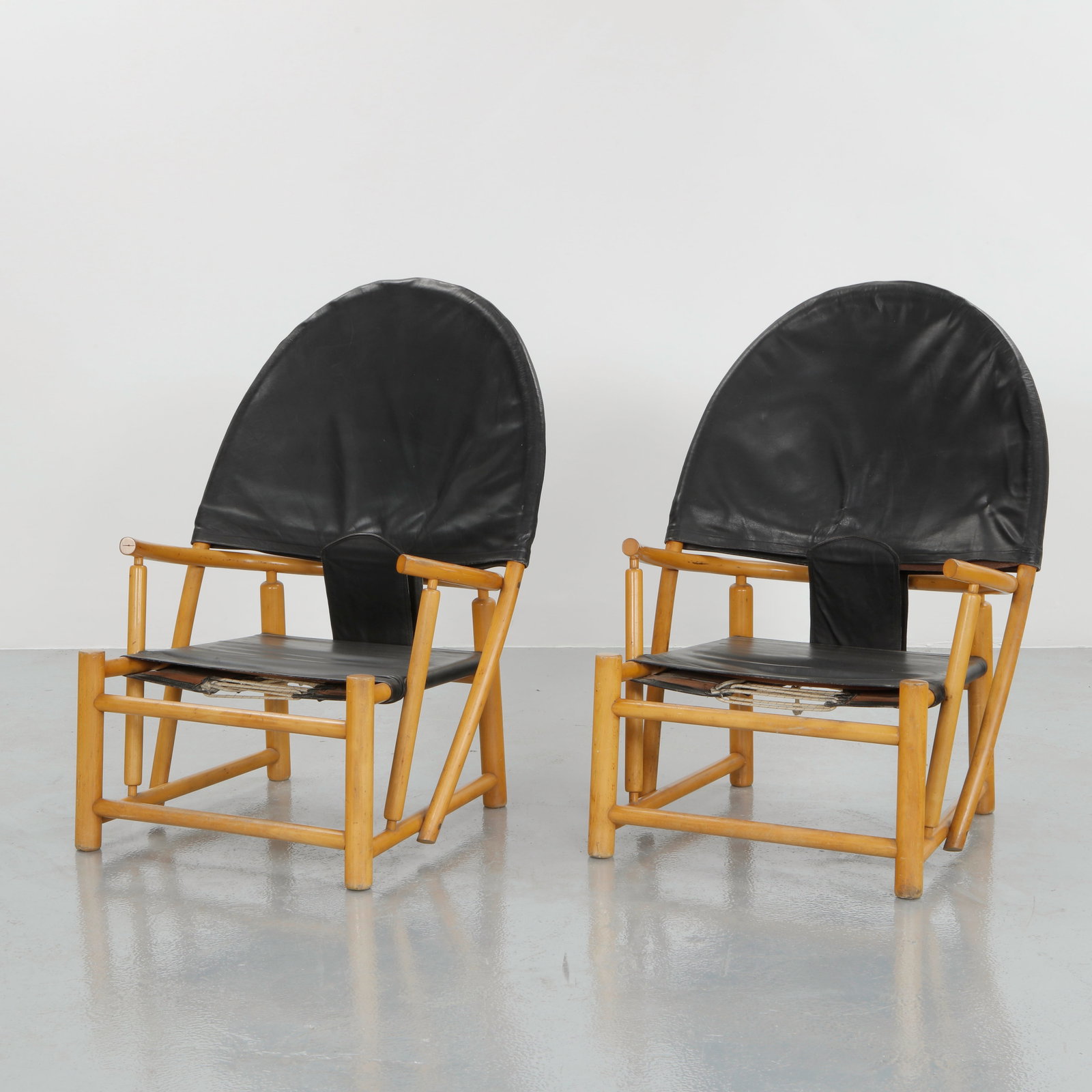 Piero Palange & Werther Toffoloni, Pair of BlackÂ G23 Hoop Armchairs, 1970s (1 of 17)