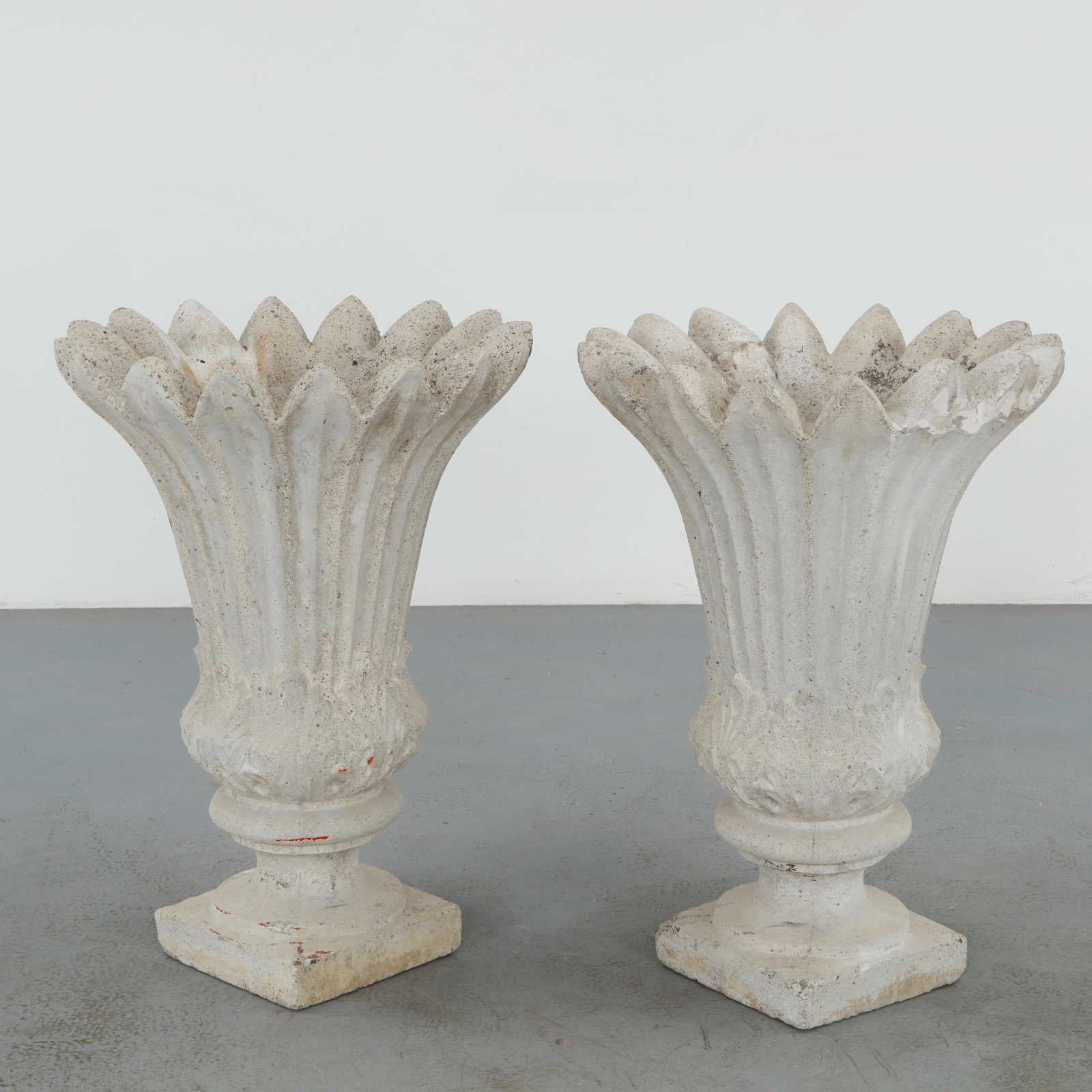 Pair of 19th Monumental Stone Lotus Urns Planters (1 of 15)