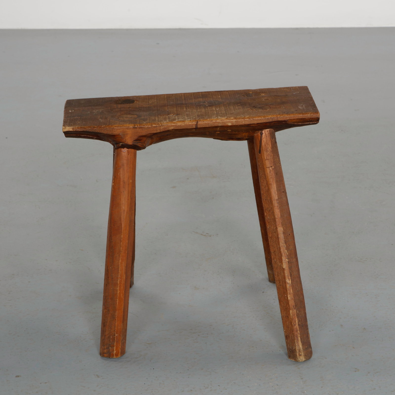 Brutalist Rectangular Solid Wood Stool, 1960s+A116 - 5