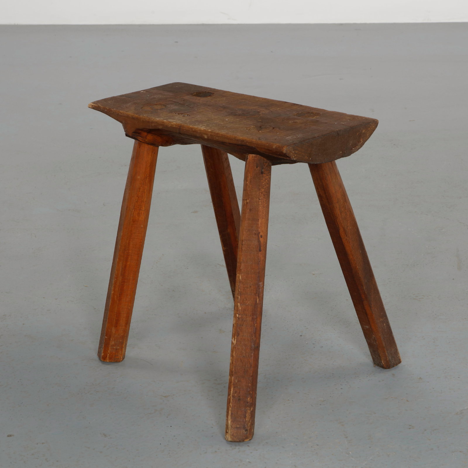 Brutalist Rectangular Solid Wood Stool, 1960s+A116 - 6