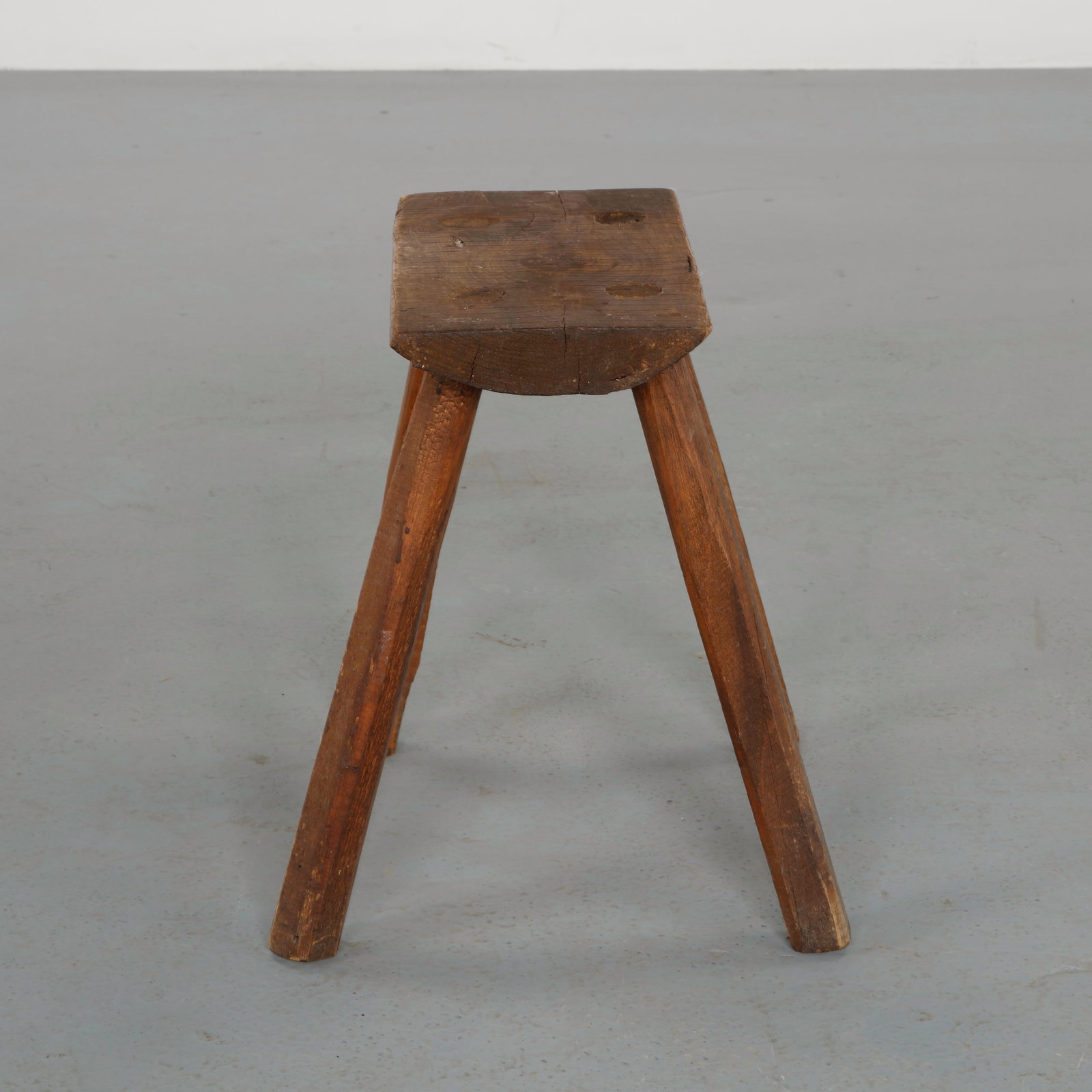 Brutalist Rectangular Solid Wood Stool, 1960s+A116 - 7