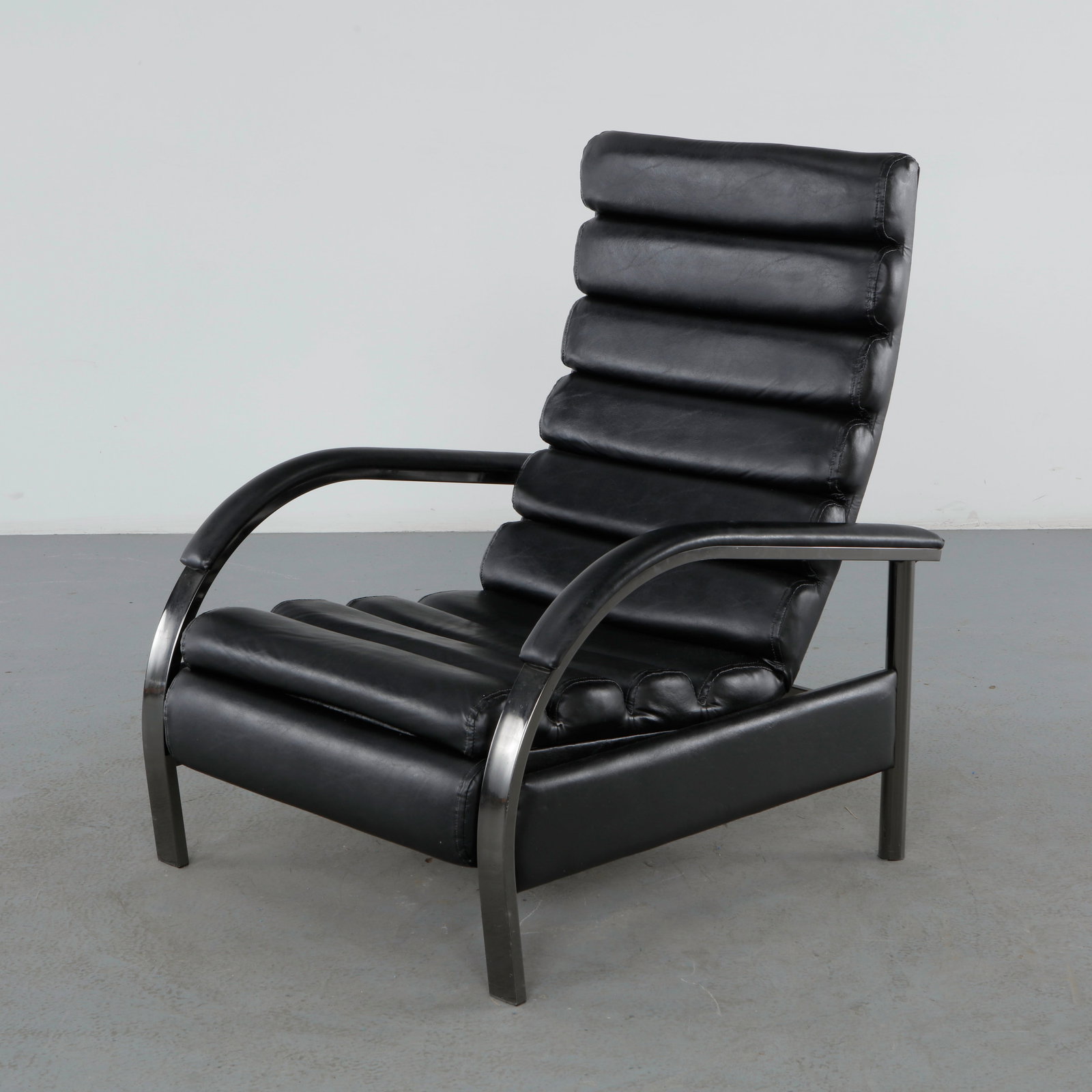 Black Leather and Chrome Reclining Chair attributed to Milo Baughman, 1970s (1 of 20)