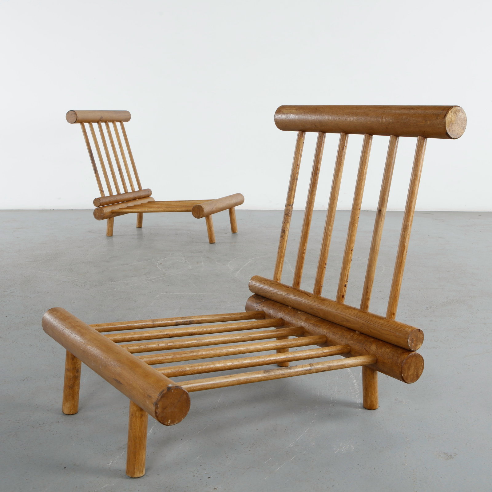 Charlotte Perriand, Pair of LaÂ Cachette Oak Fireside Chairs, 1960s (1 of 16)
