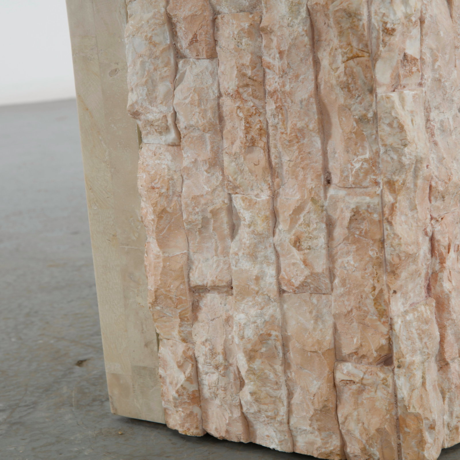 Rectangular Glass Coffee Table with Travertine Base - 12