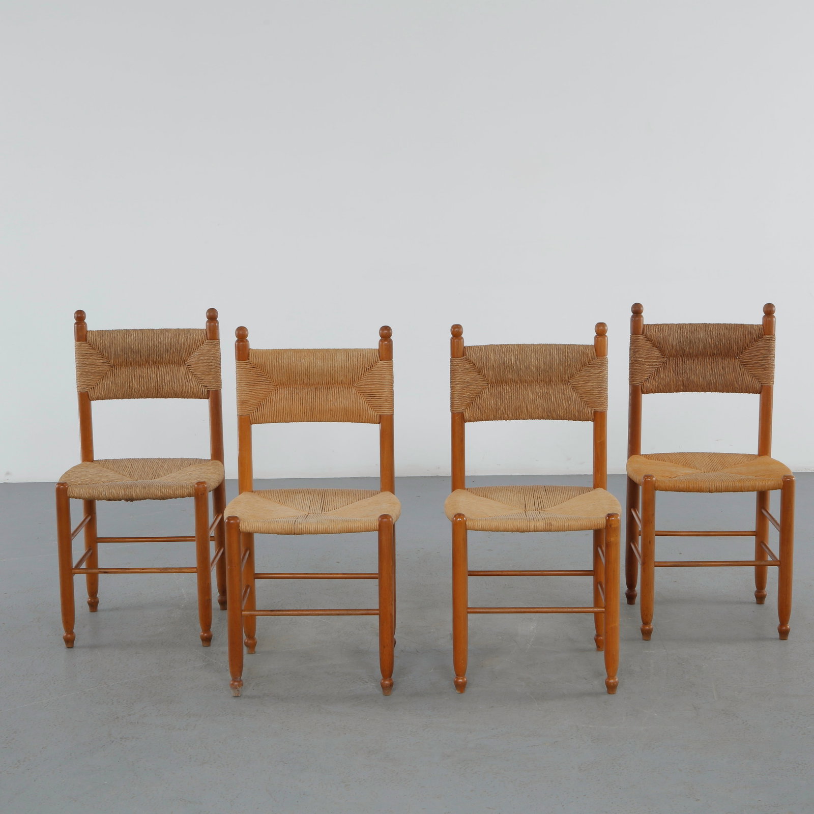 Set of Four Rope and Wood Chairs in the style of Charlotte Perriand, 1960s (1 of 20)