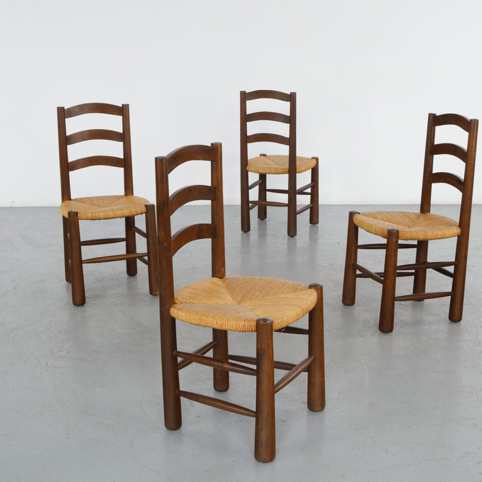 Charle Doudouyt, Set of Four Rope and Wood Chairs, 1960s (1 of 20)