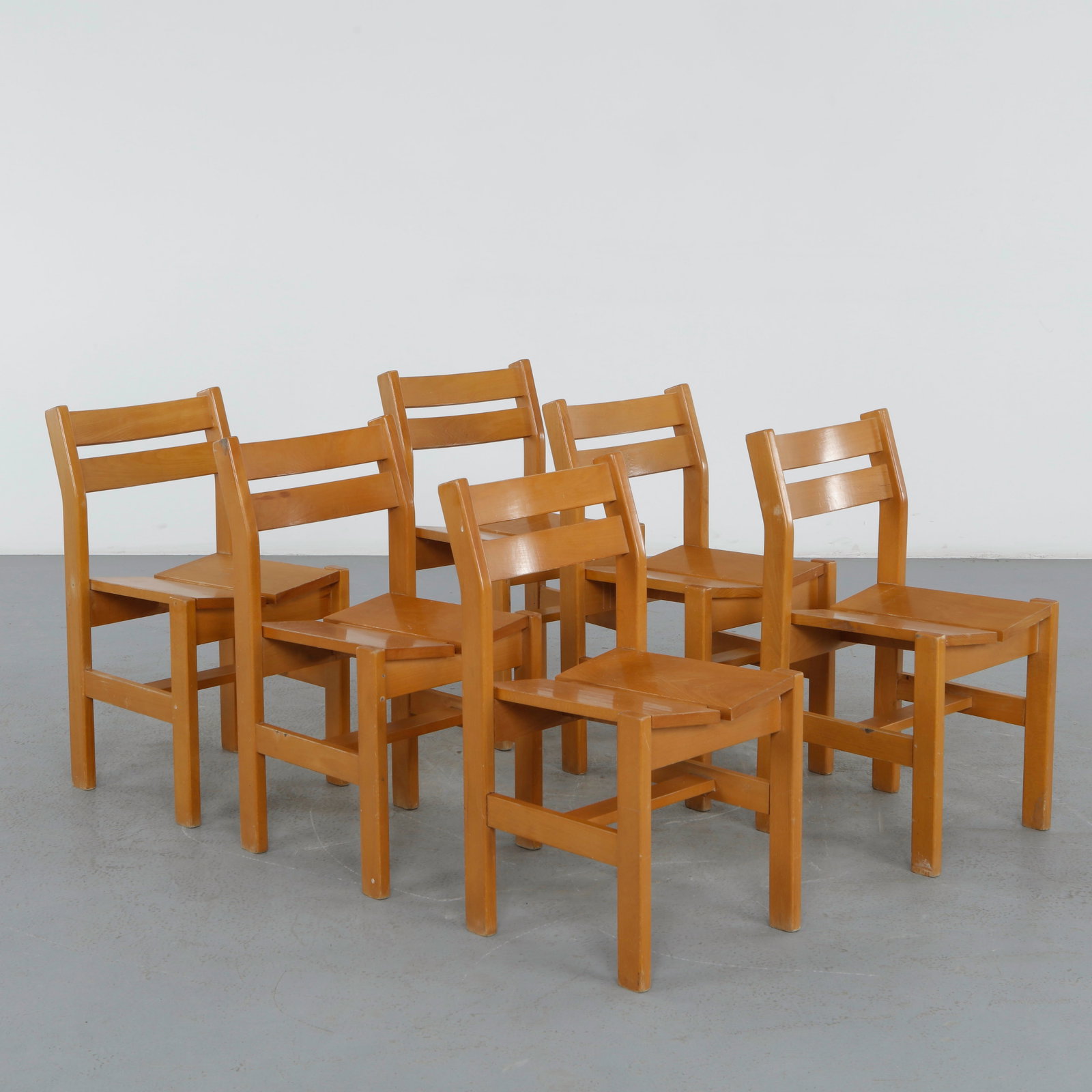 Maison Regain, Set of Six Wood Chairs, 1960s (1 of 20)