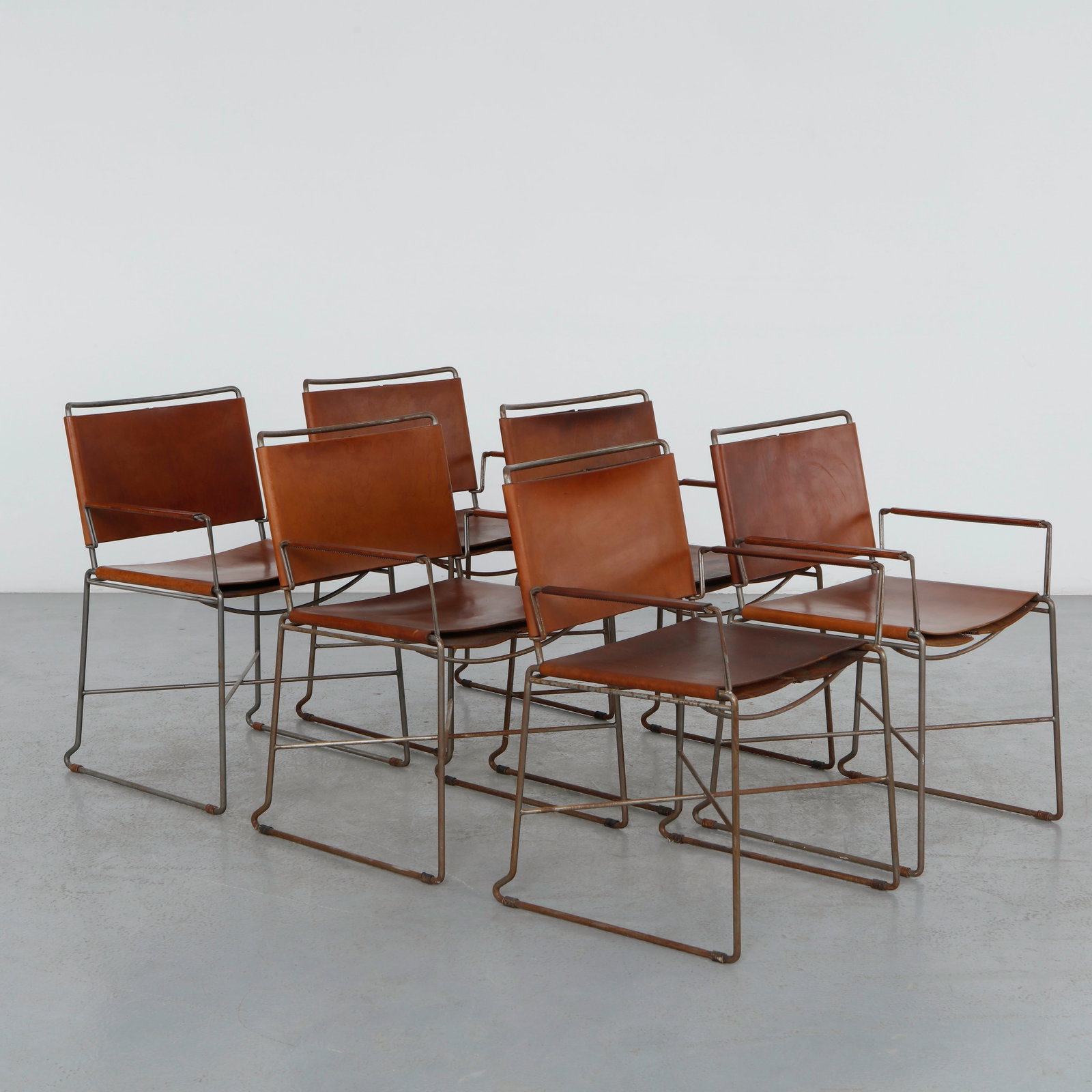 Set of Six Leather and Metal Chairs in the style of Ilana Goor (1 of 20)