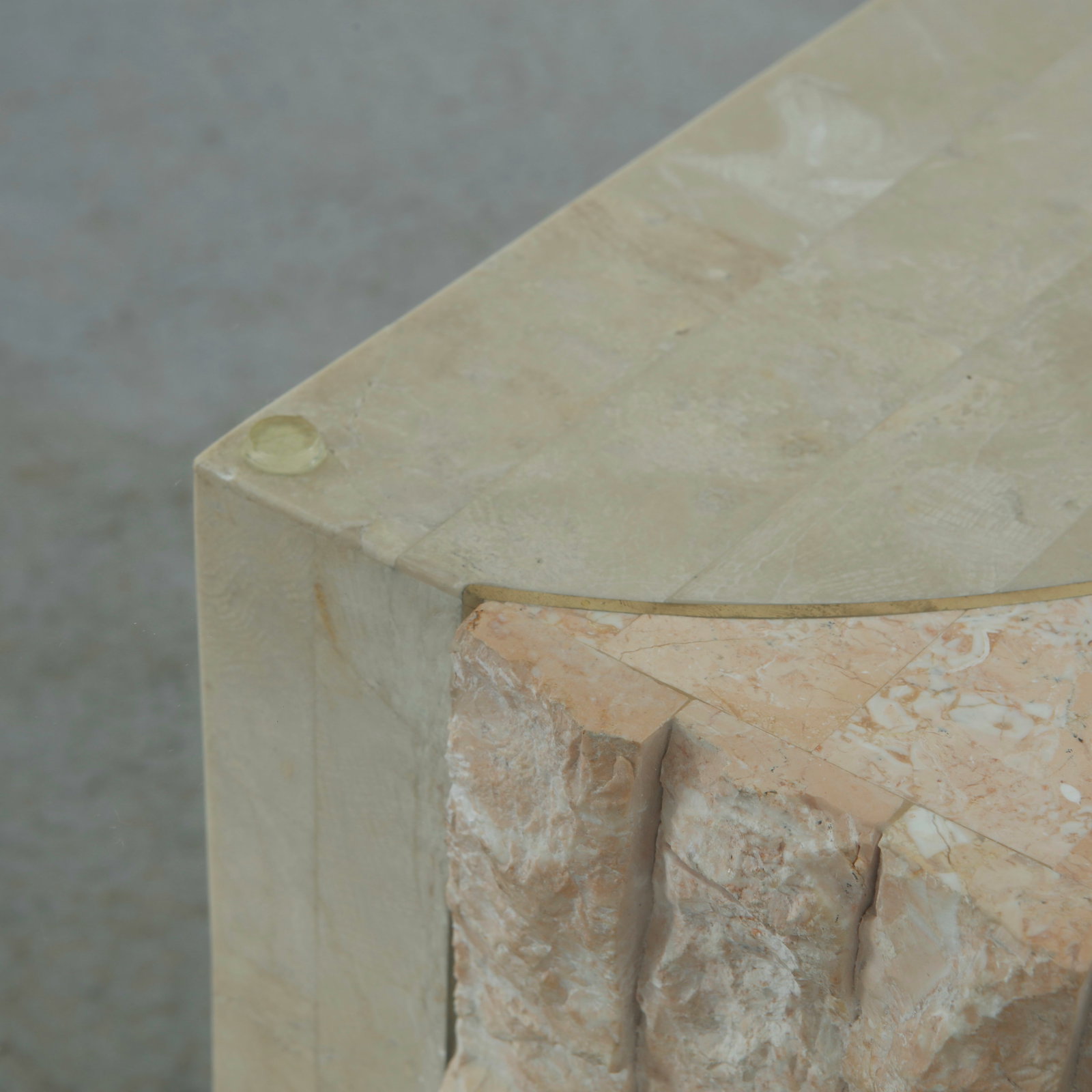 Rectangular Glass Coffee Table with Travertine Base - 11