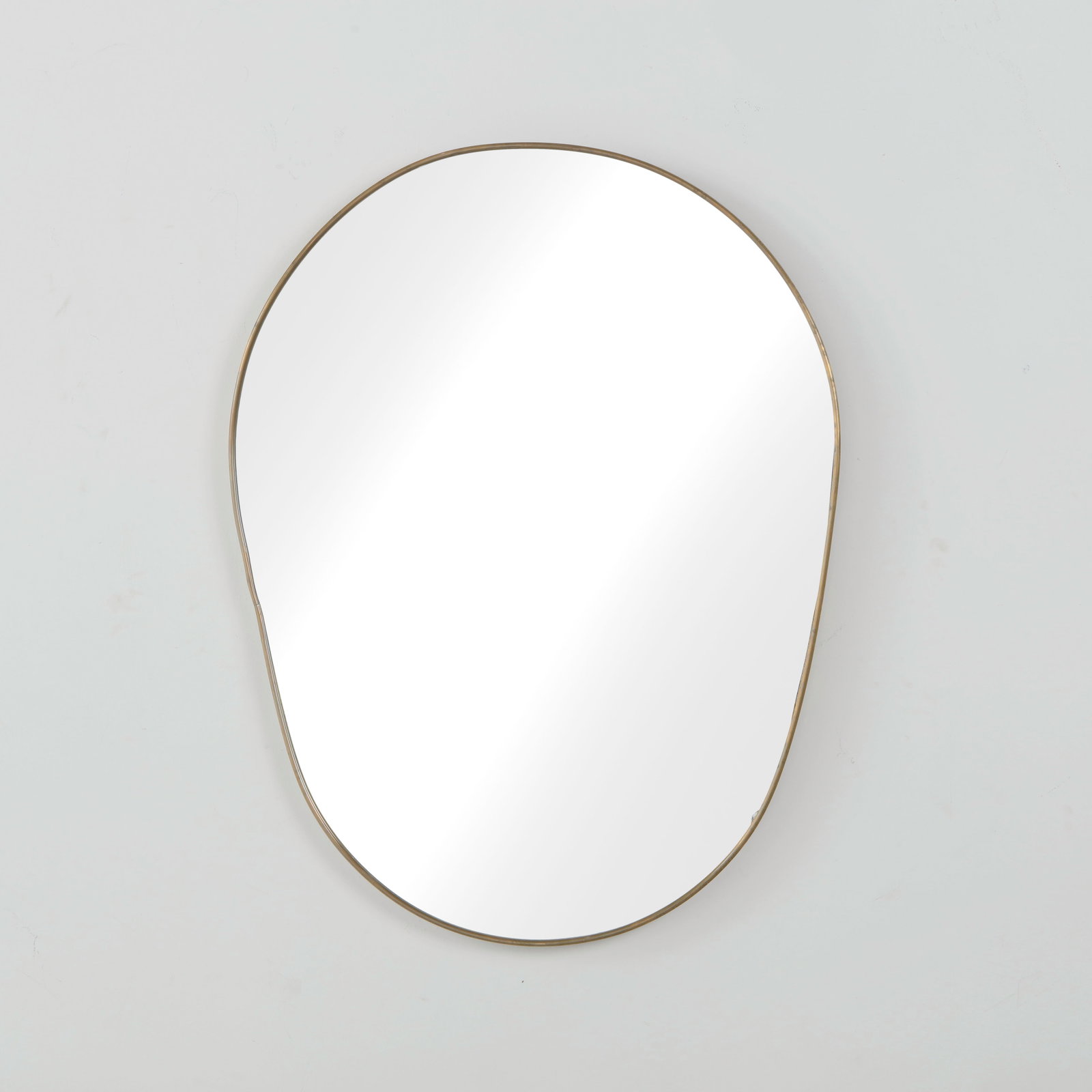 Italian Brass Mirror, Organic Egg Form, 1950s (1 of 6)