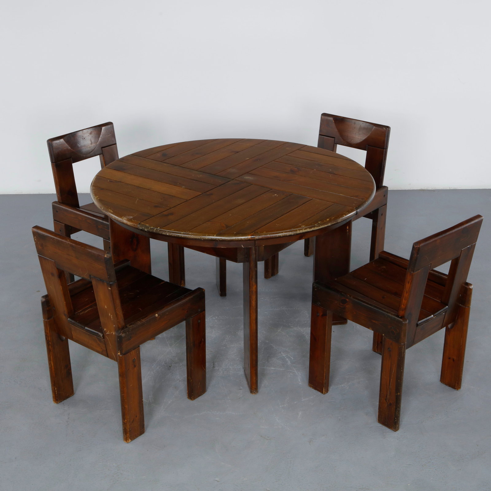 Silvio Coppola, Dark Wood Dining Table with Four Chairs, 1970s (1 of 20)