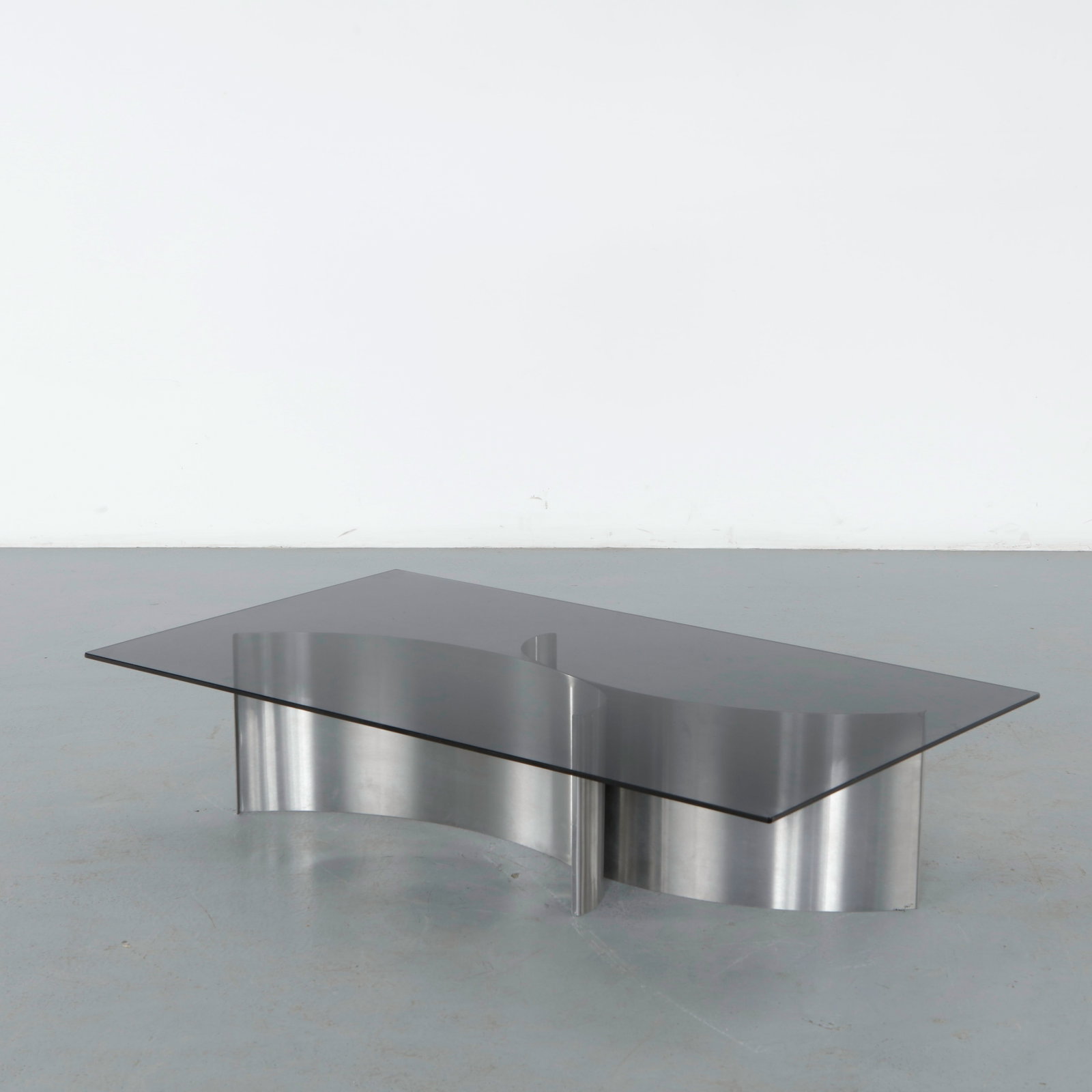 Francois Monnet, Glass and Staineless Steel Coffe Table, 1970s (1 of 14)