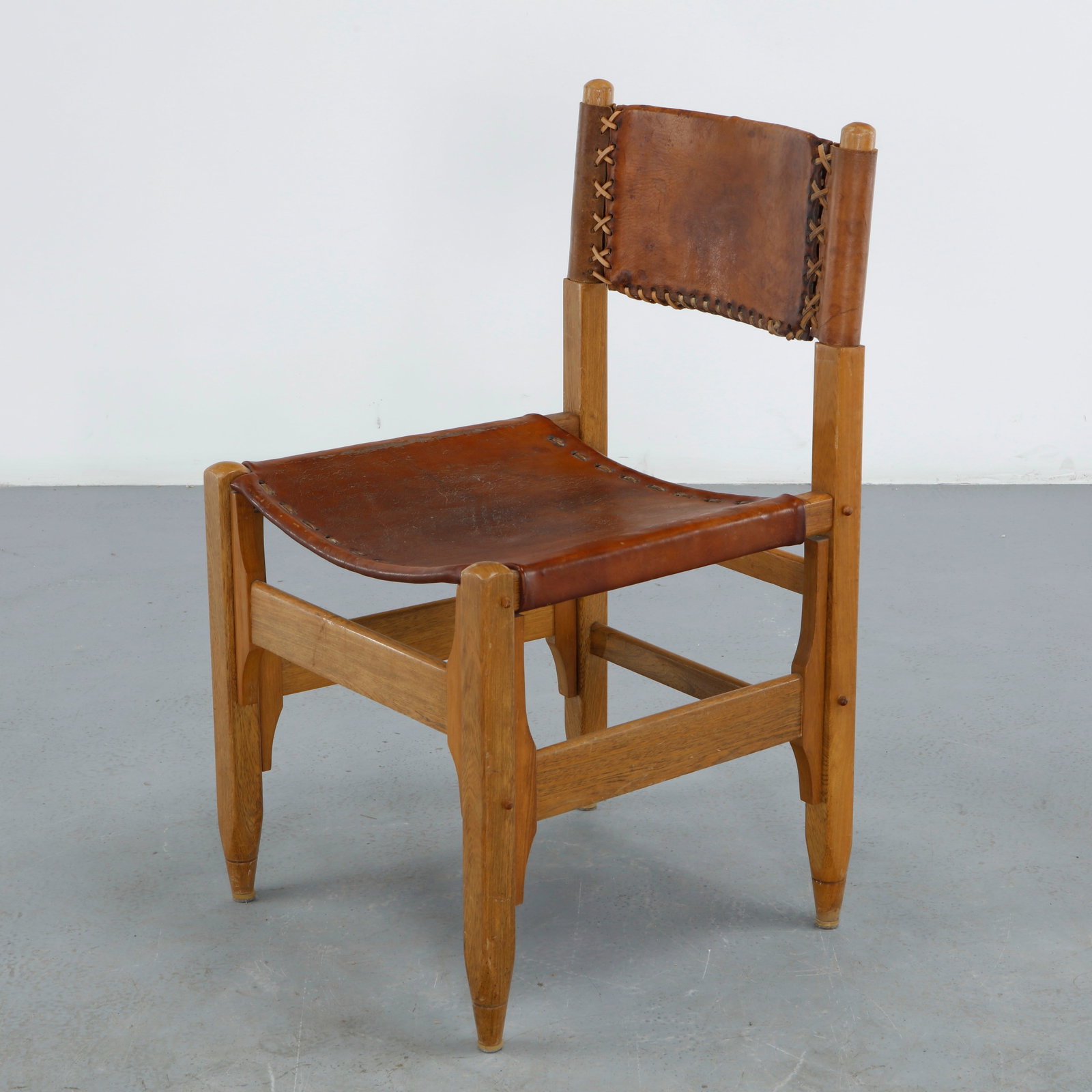 Biermann Werner for Arte Sano, Tanned Saddle Leather & Teak Chair, 1960s (1 of 16)