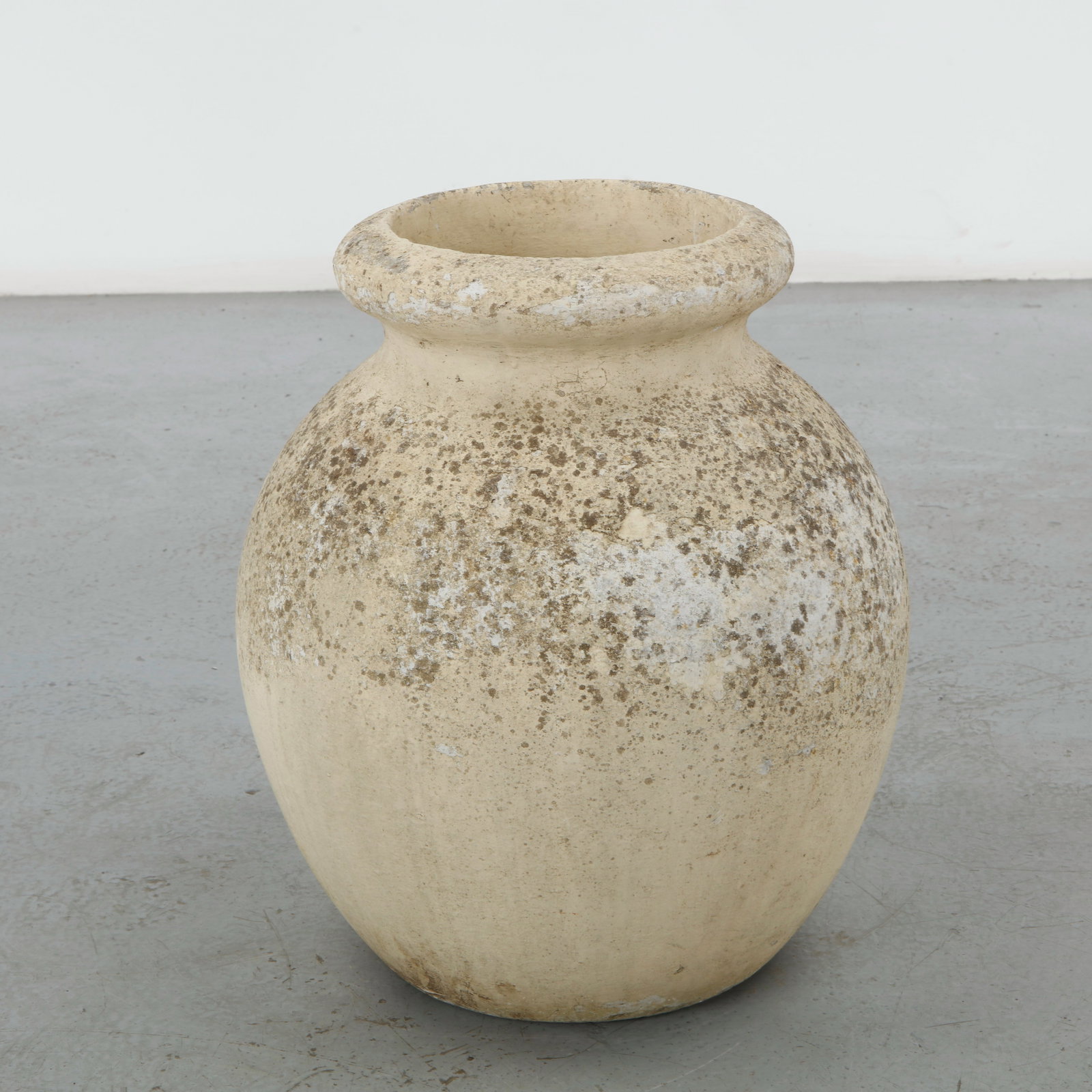 Willy Guhl, Jar Planter: Designed by Willy Guhl and produced by Eternit in fiber cement, this jar planter reinterprets the classical vessel through the designer restrained modernist vocabulary. Its sculptural silhouette and n