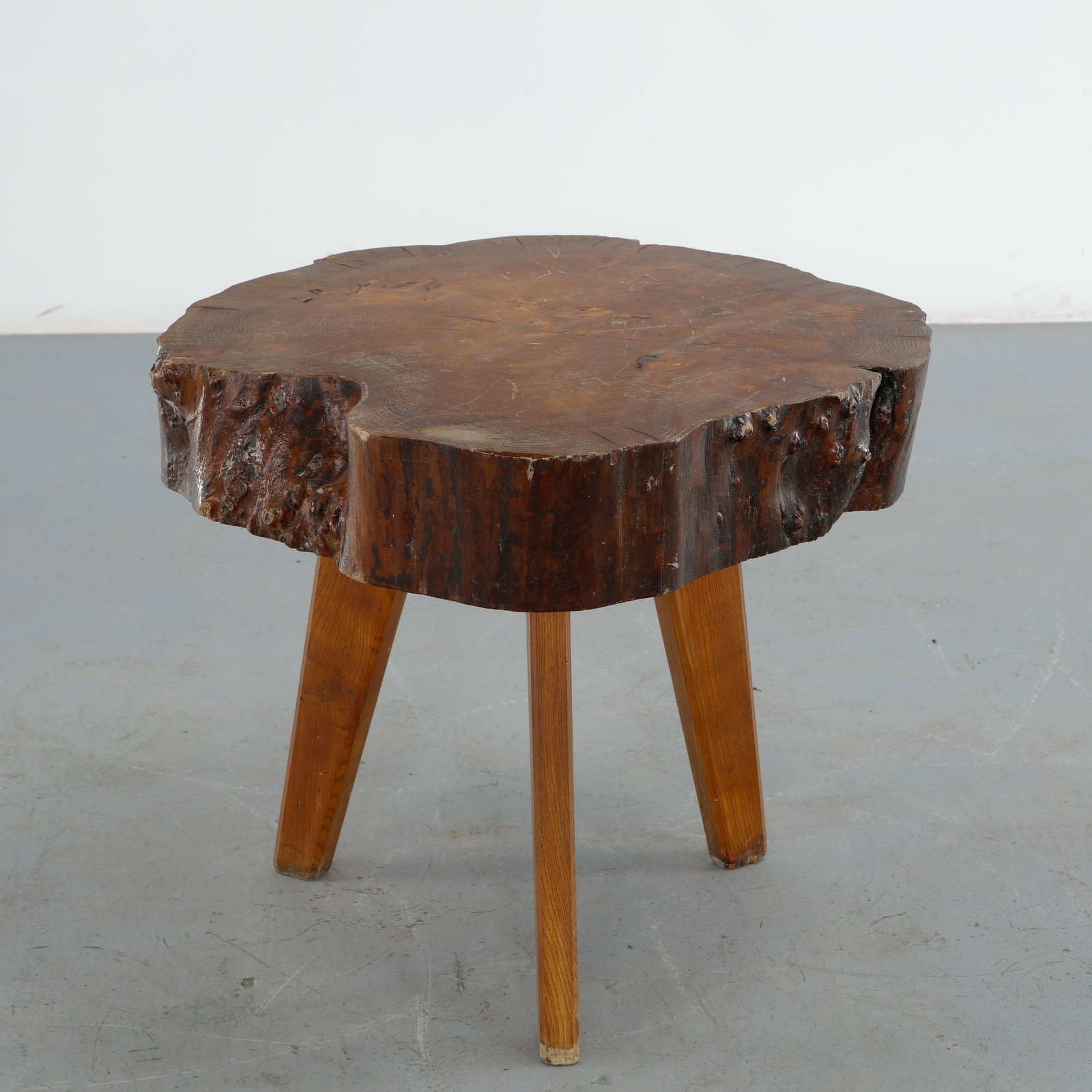 Rustic Solid Wood Side Table, 1960s - 2