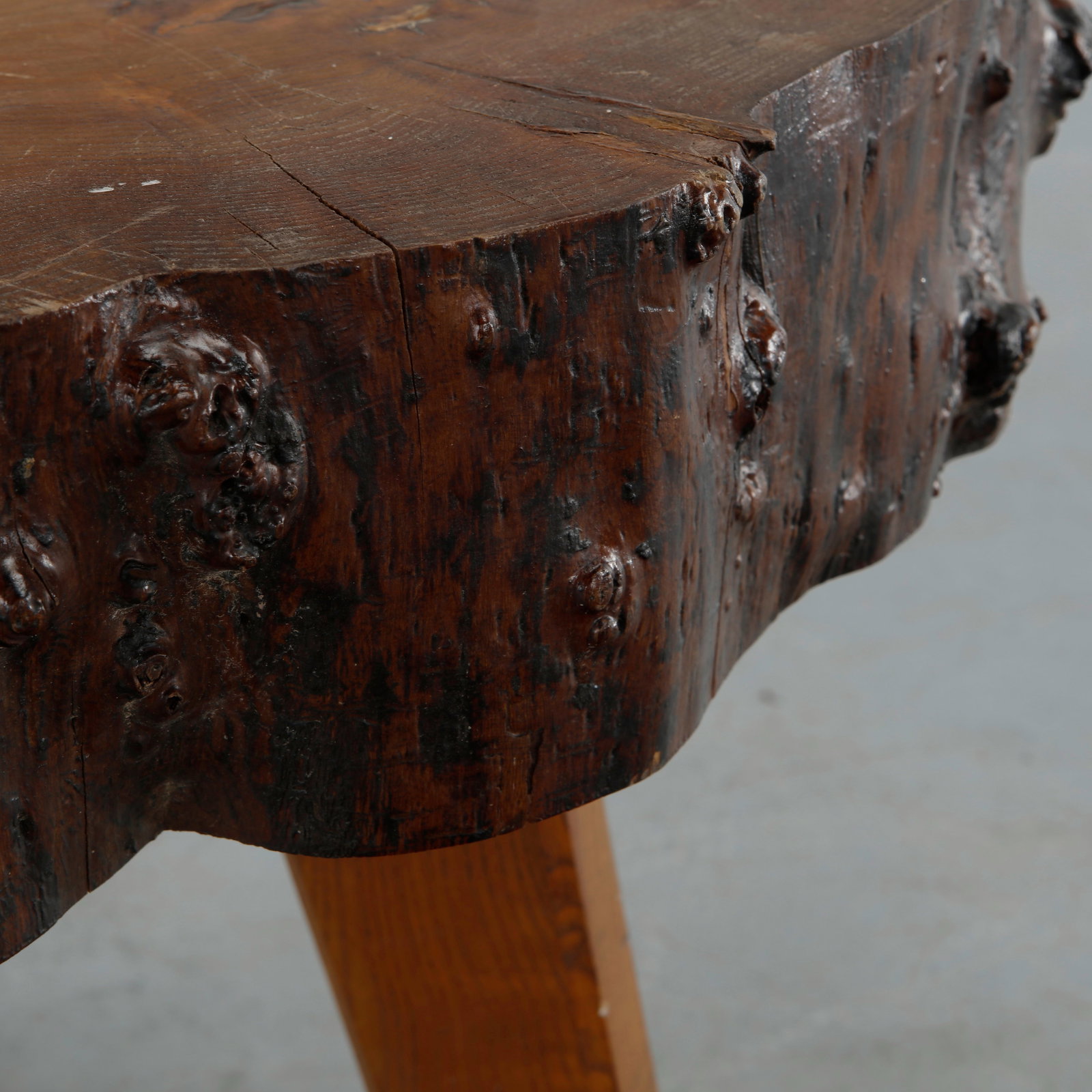 Rustic Solid Wood Side Table, 1960s - 7