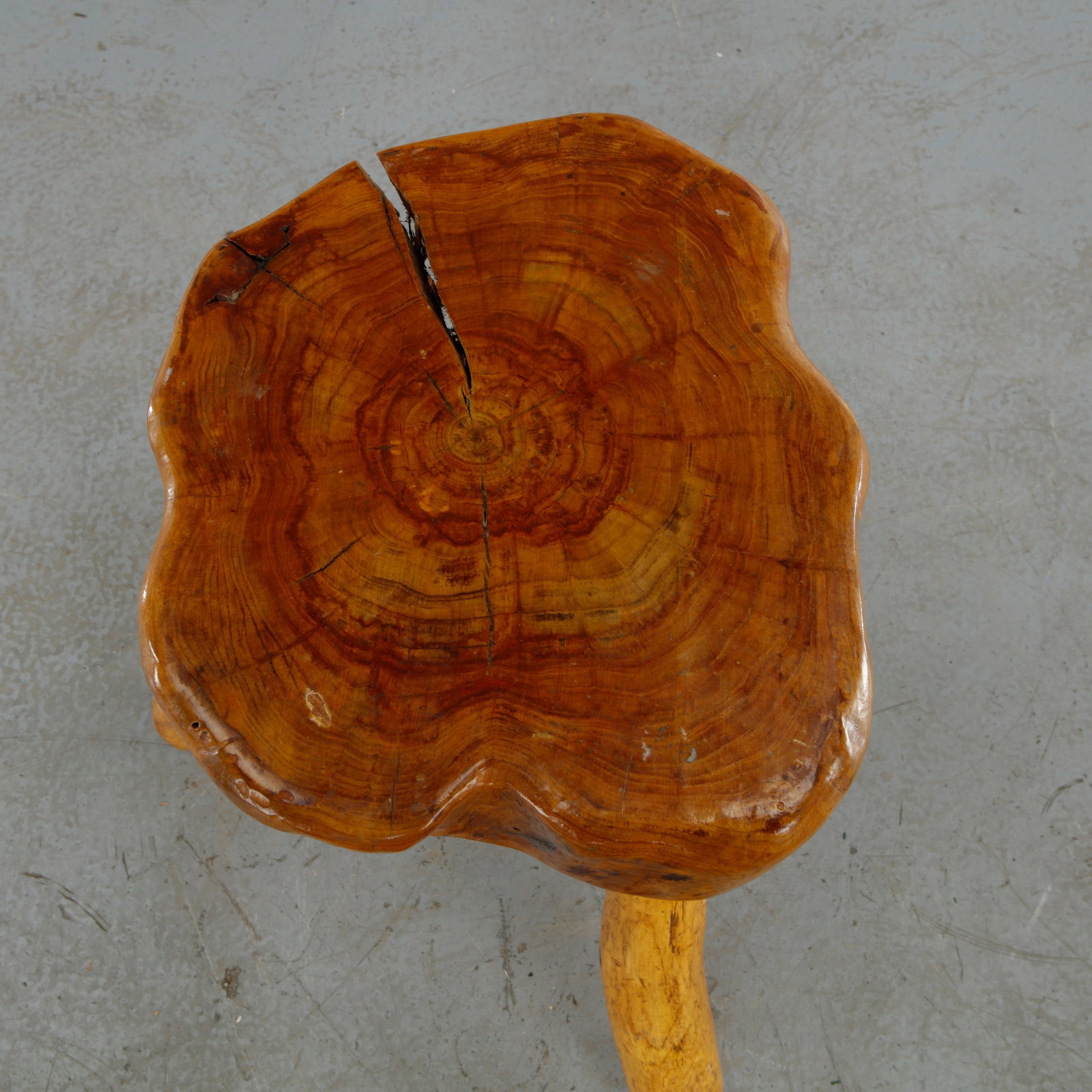Brutalist Solid Wood Stool, 1960s - 8