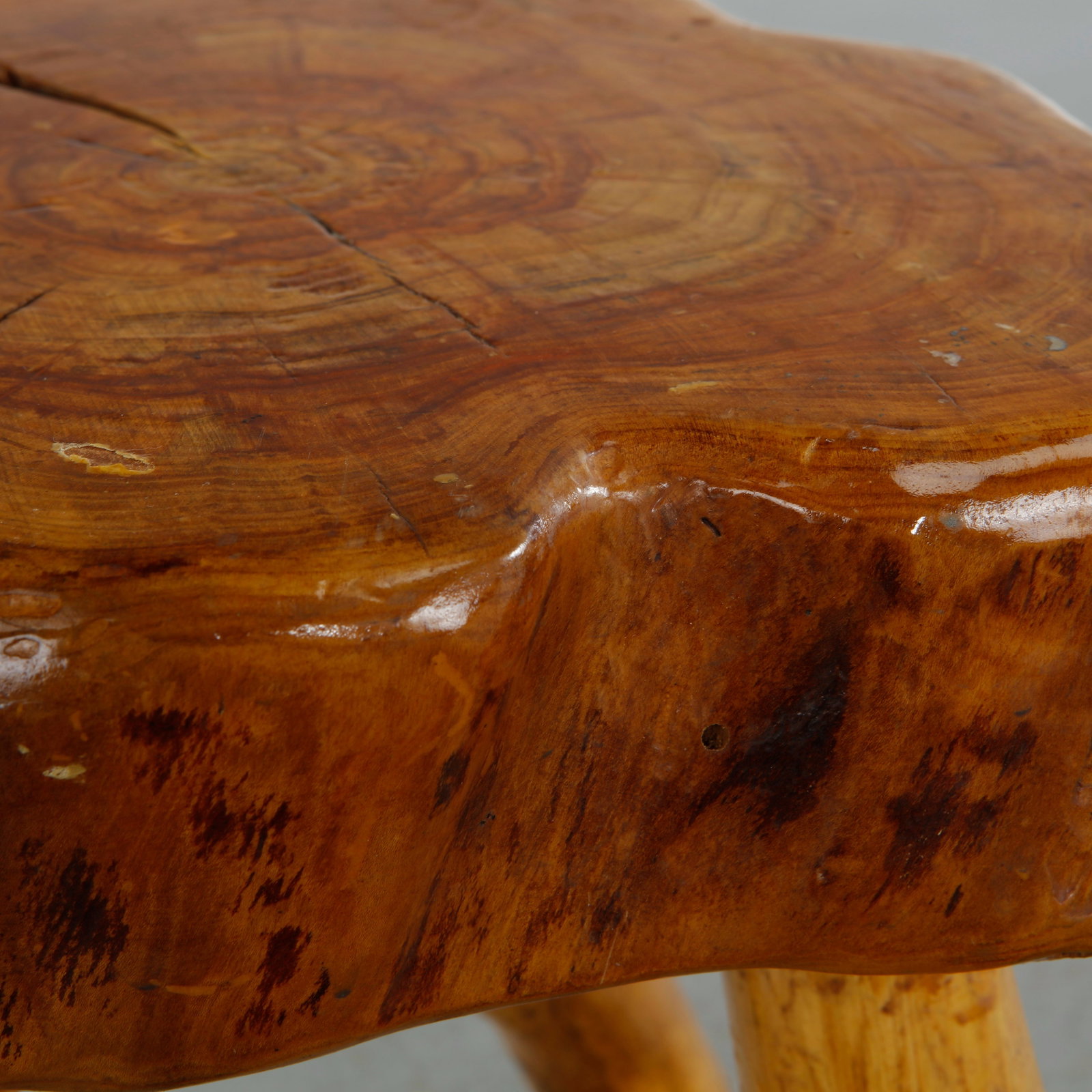 Brutalist Solid Wood Stool, 1960s - 9