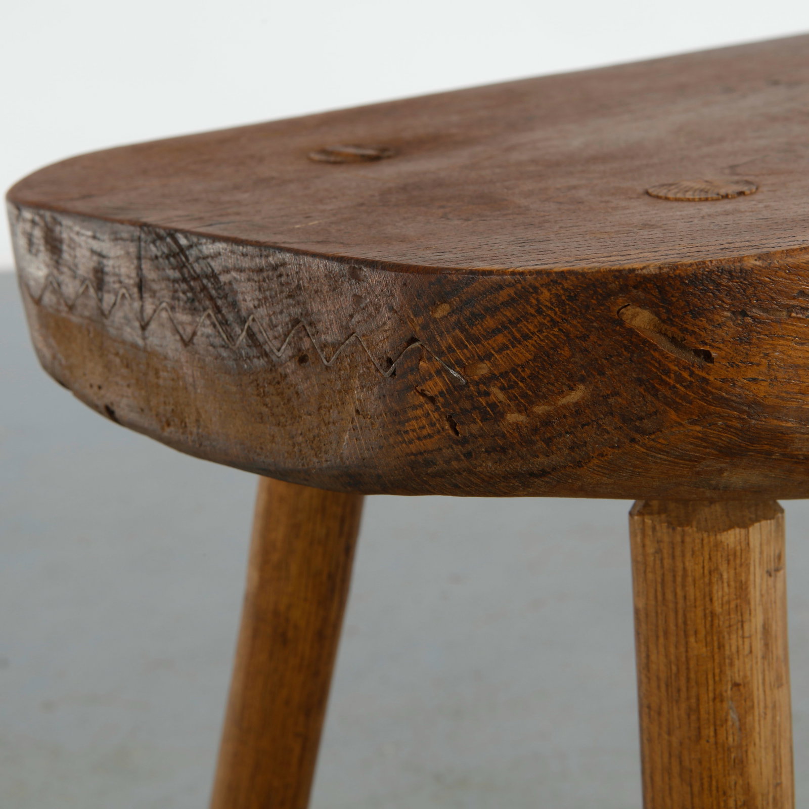 Rustic Solid Wood Stool, 1960s - 11