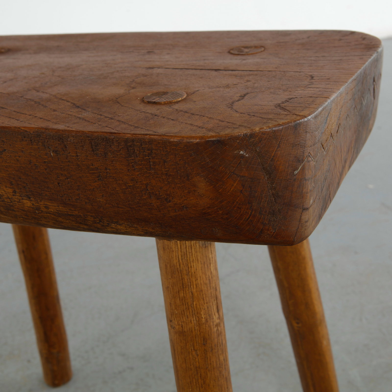 Rustic Solid Wood Stool, 1960s - 12