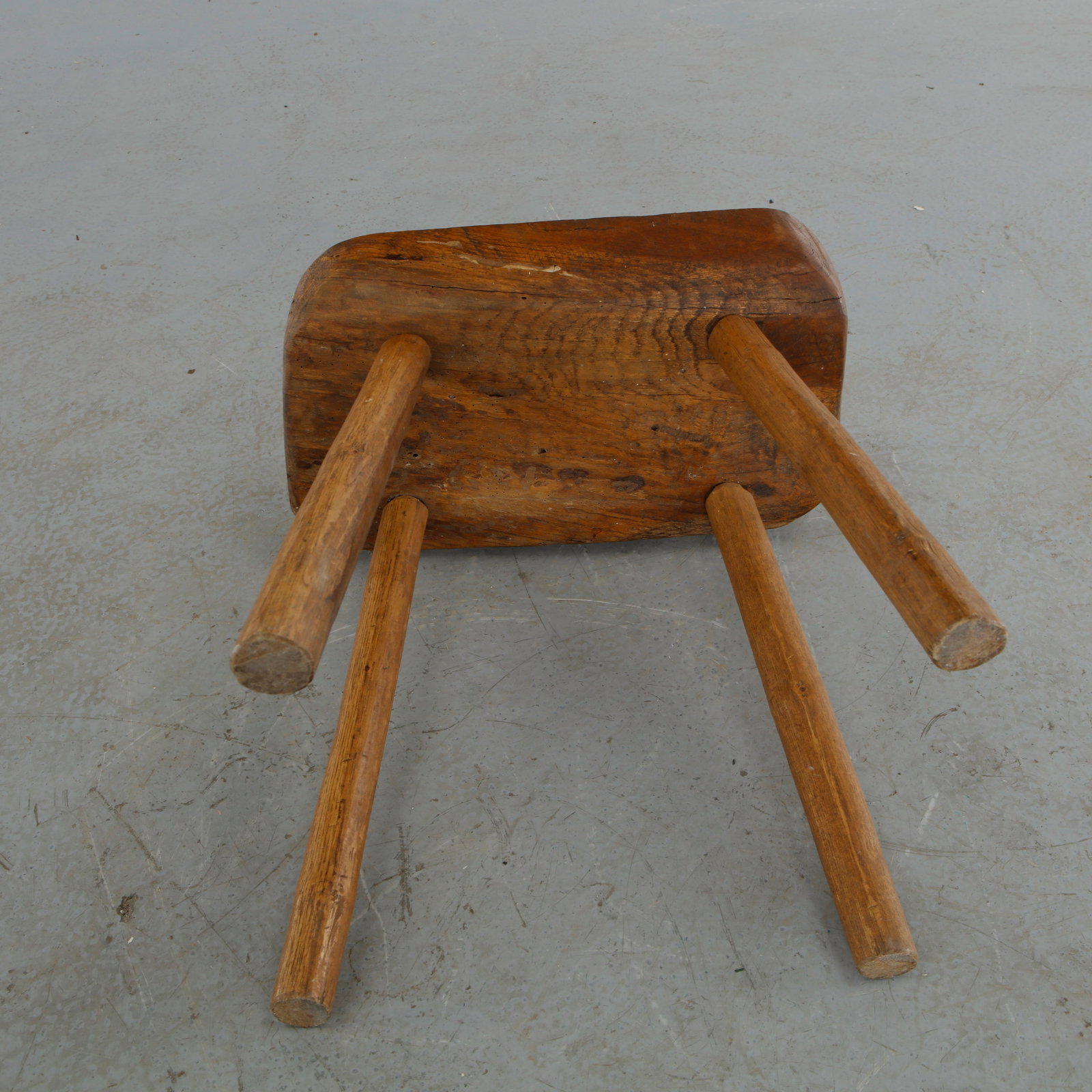Rustic Solid Wood Stool, 1960s - 14