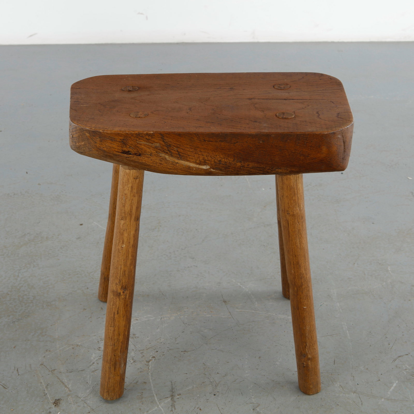 Rustic Solid Wood Stool, 1960s - 2