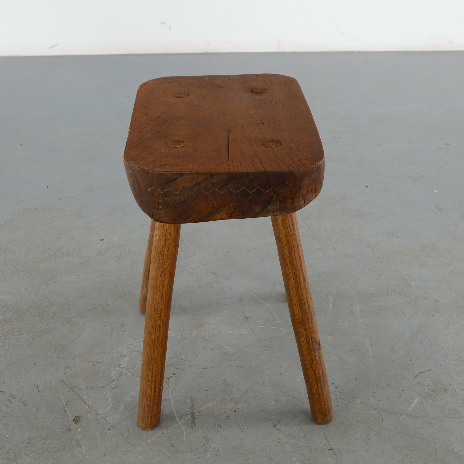 Rustic Solid Wood Stool, 1960s - 3