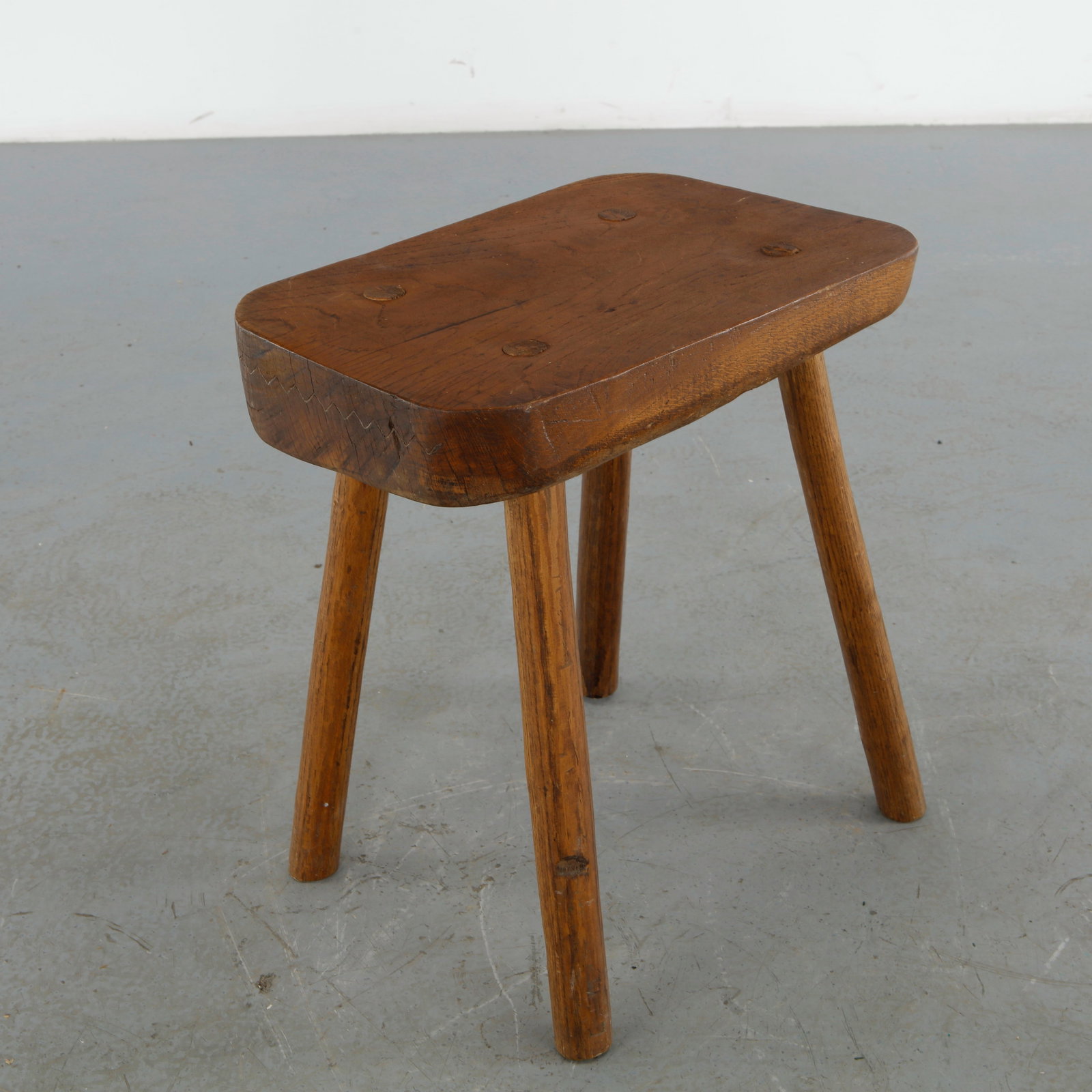 Rustic Solid Wood Stool, 1960s - 4