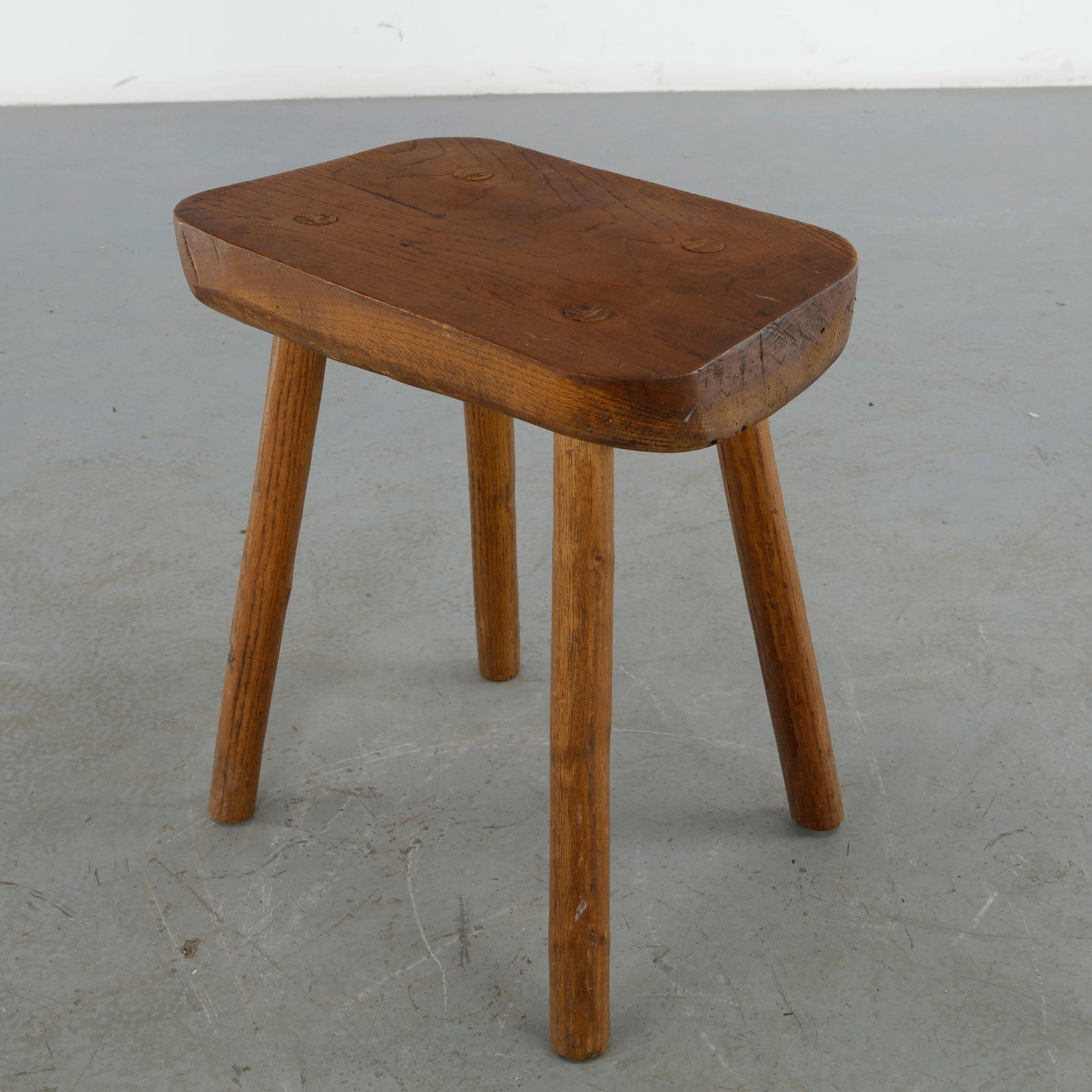 Rustic Solid Wood Stool, 1960s - 6