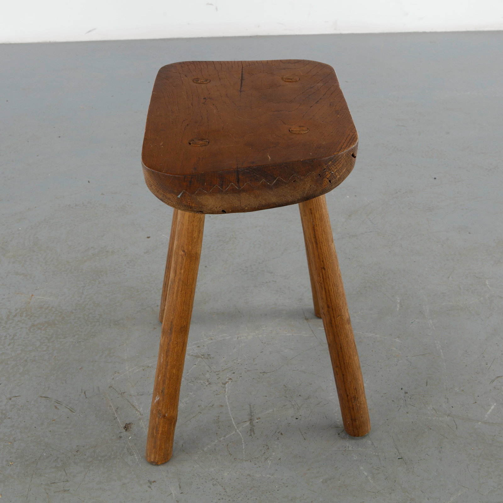 Rustic Solid Wood Stool, 1960s - 7