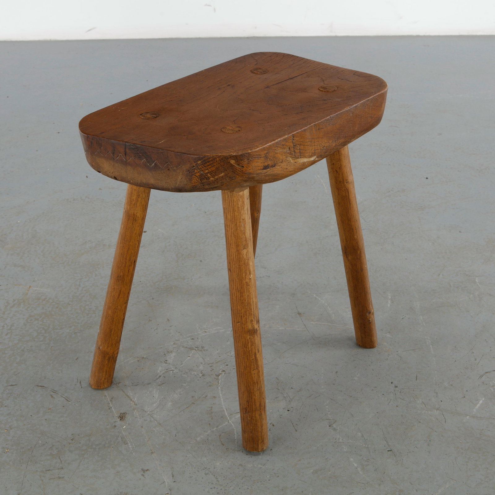 Rustic Solid Wood Stool, 1960s - 8