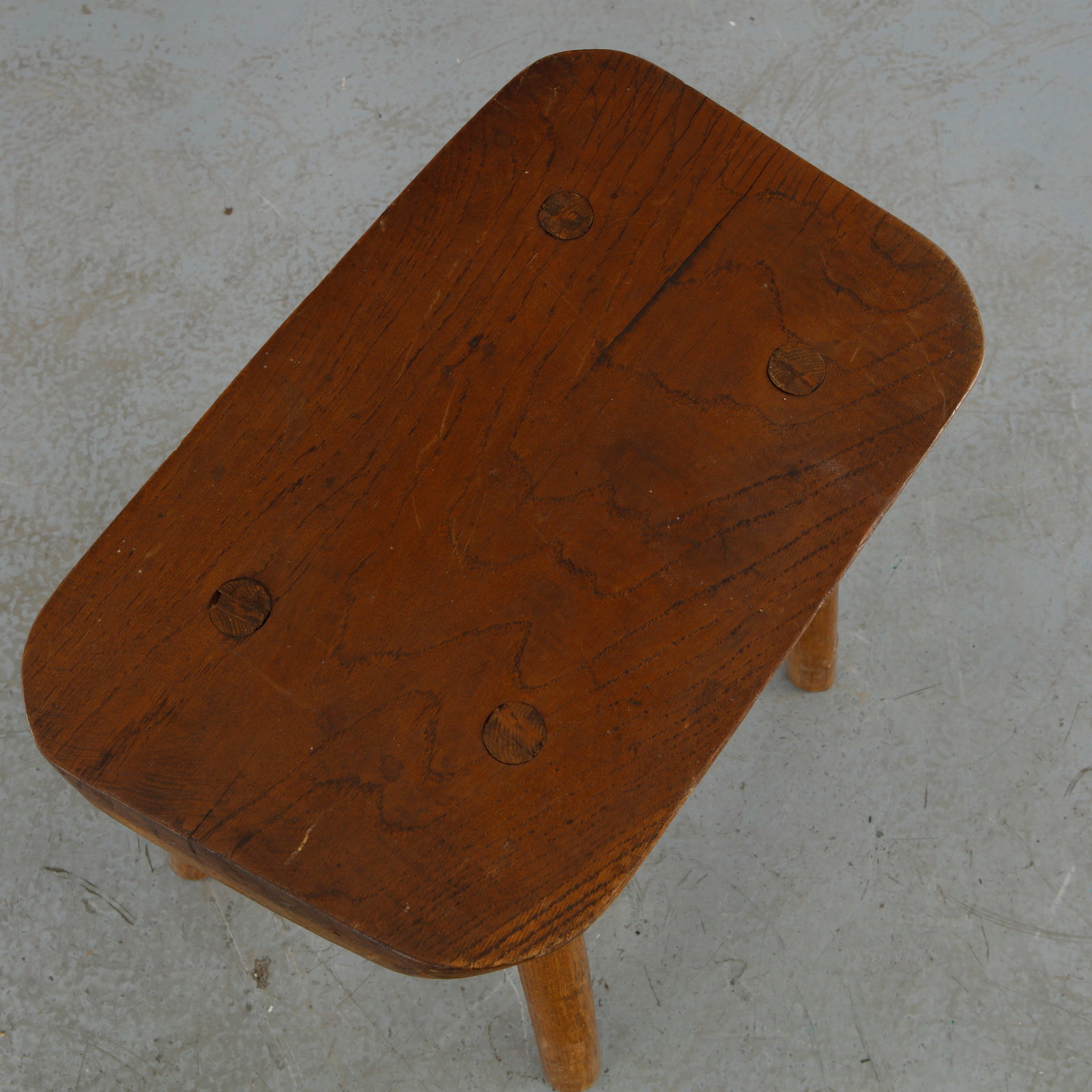 Rustic Solid Wood Stool, 1960s - 9