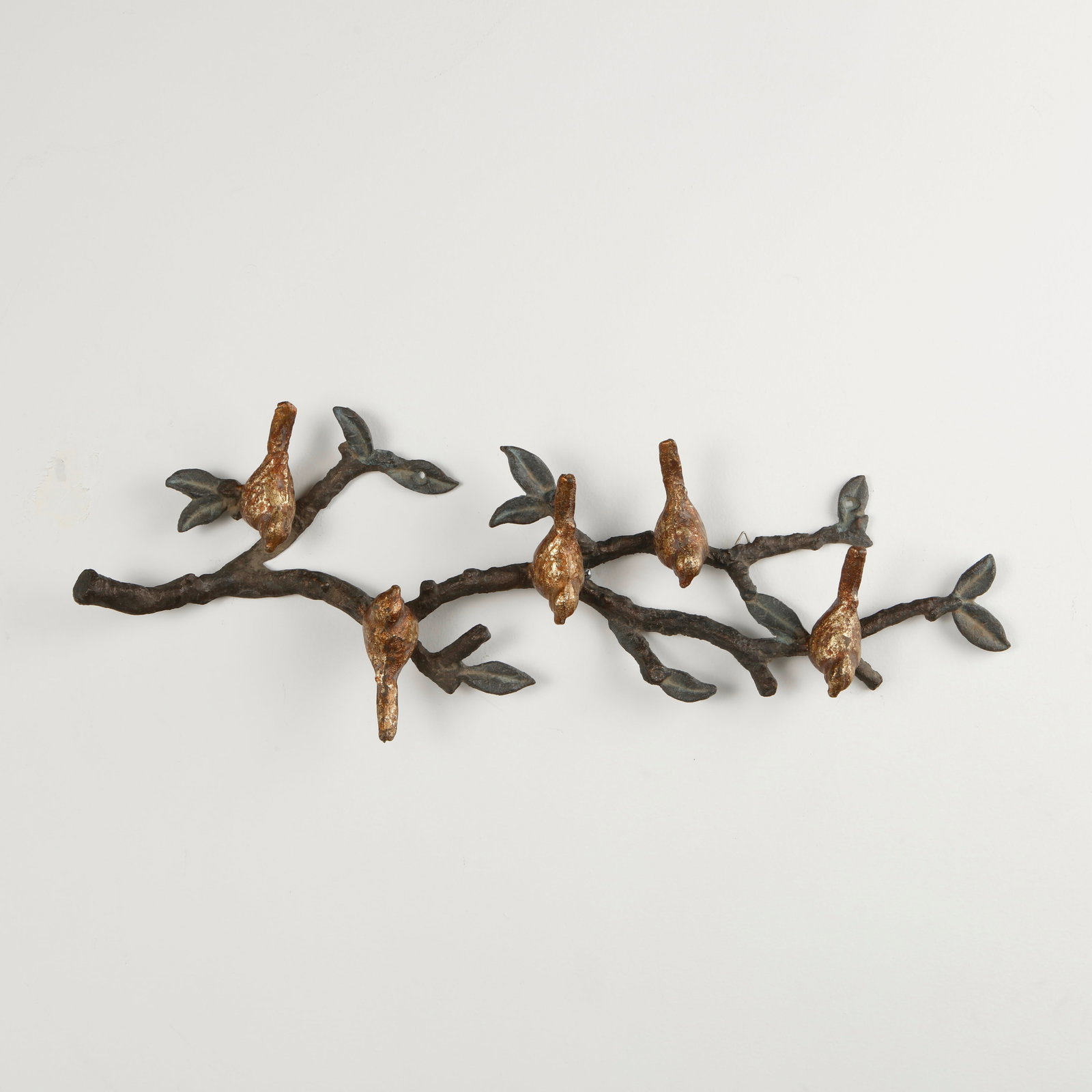 Brutalist Bird Wall Sculpture, France, 1960s: Cast in metal with gilded birds perched upon branching limbs, this wall sculpture celebrates nature through an expressive Brutalist vocabulary. A poetic decorative composition rich in texture and move