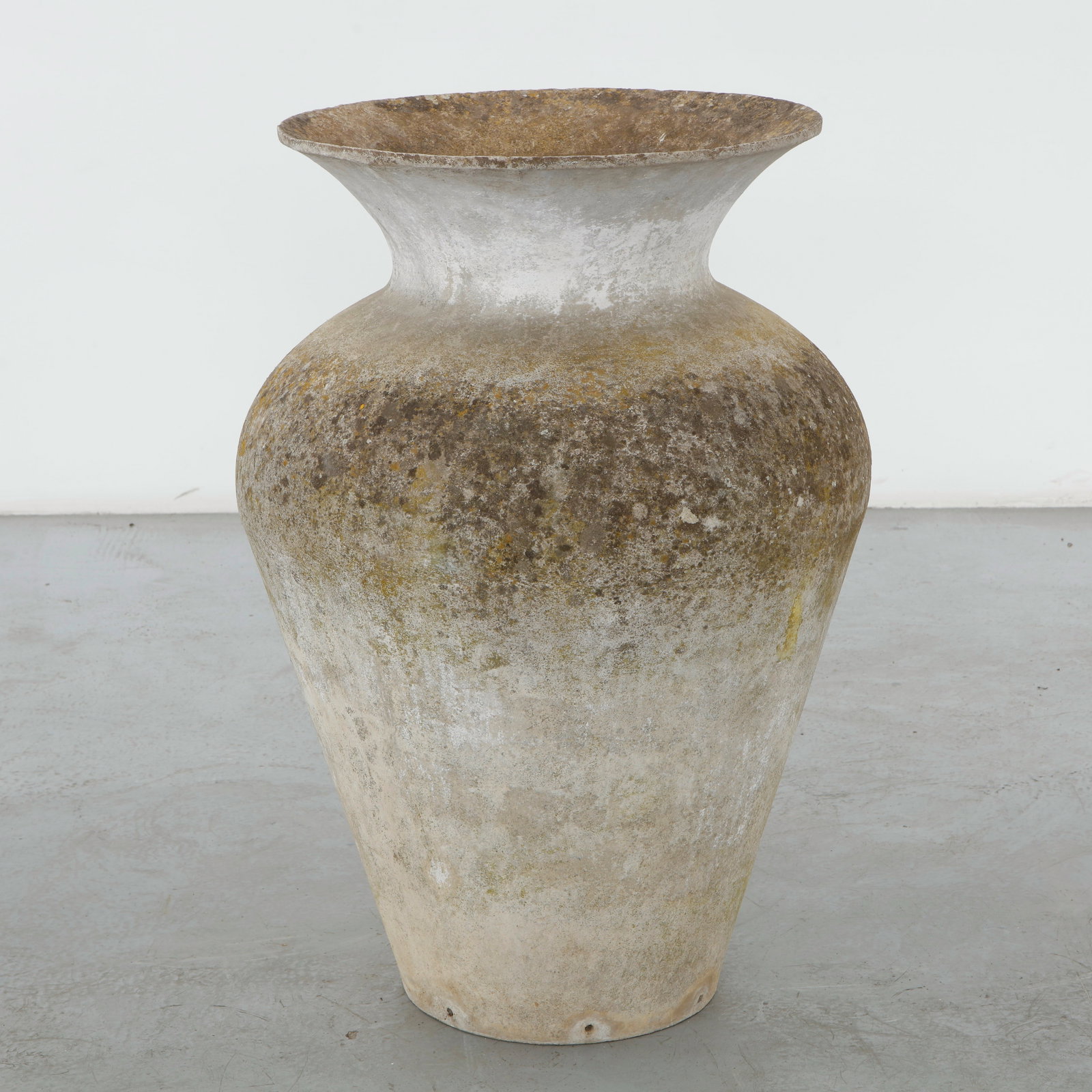 Willy Guhl, Monumental Jar Planter, 1960s: Large-scale planter executed in Eternit, with generous amphora form and weathered surface, a powerful example of Guhl sculptural approach. Height: 36 in. Diameter: 24 in. Opening Diameter: 11 in.