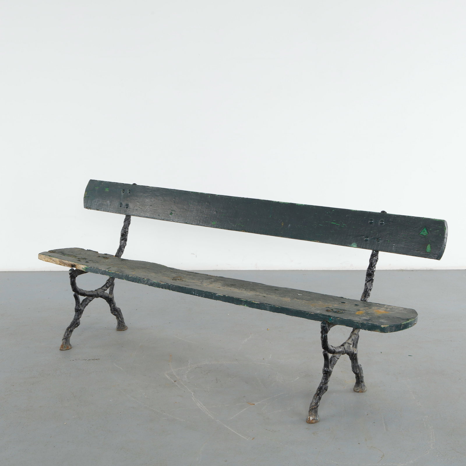 Dark Green Painted and Cast Iron Garden Bench, 1950s (1 of 16)