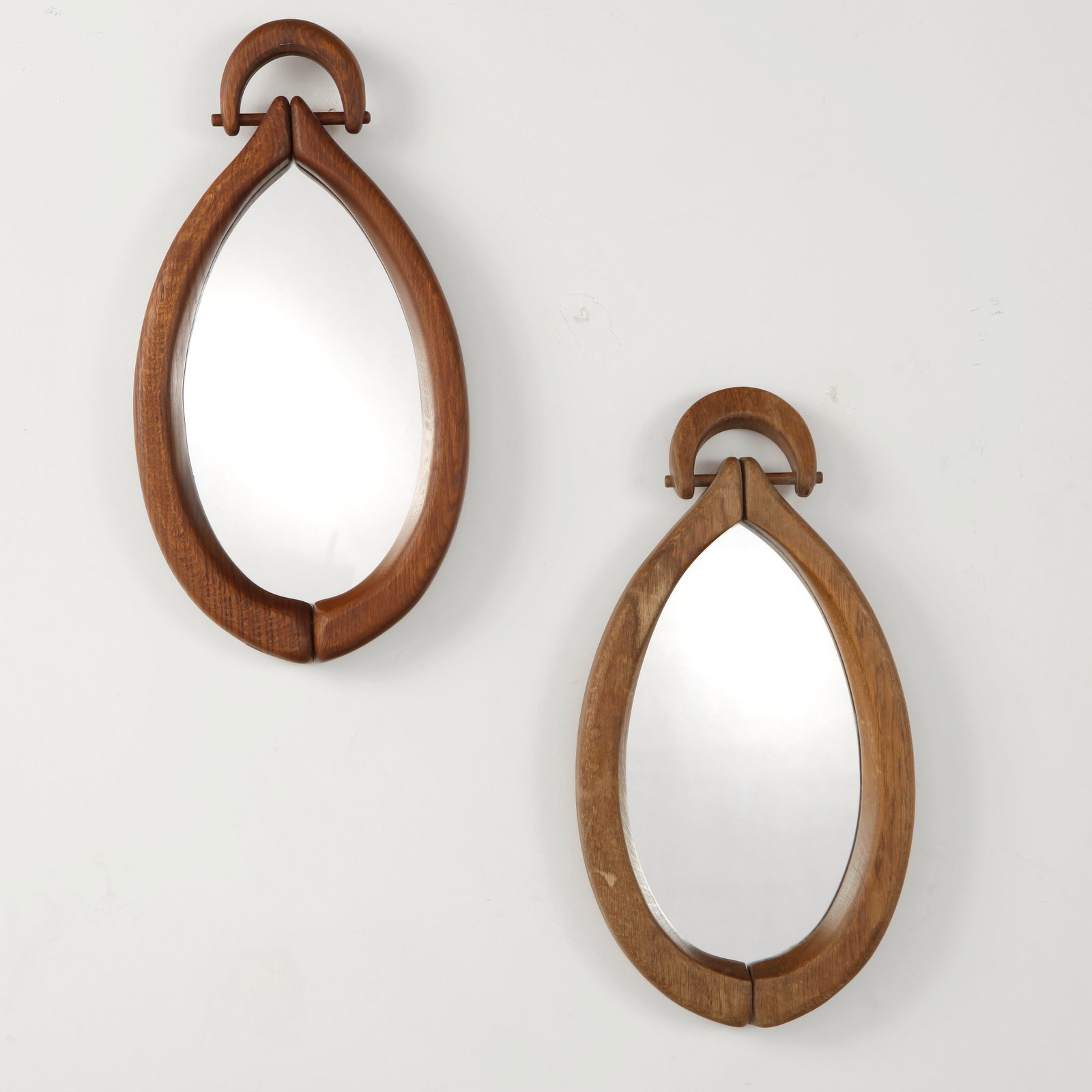 Pair of Wooden Teardrop Wall Mirrors, 1960s (1 of 7)