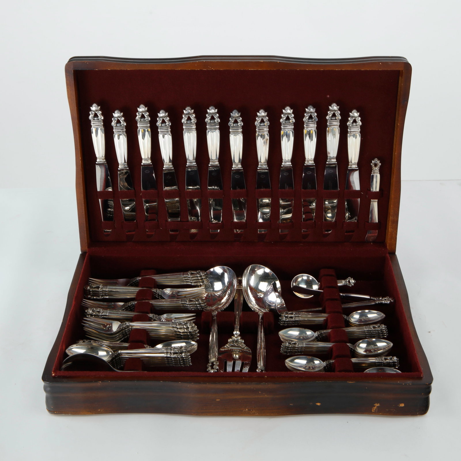 Georg Jensen, Acorn Sterling Silver Flatware, Solid ApproximatelyÃ‚Â 3030Ã‚Â Grams (1 of 15)