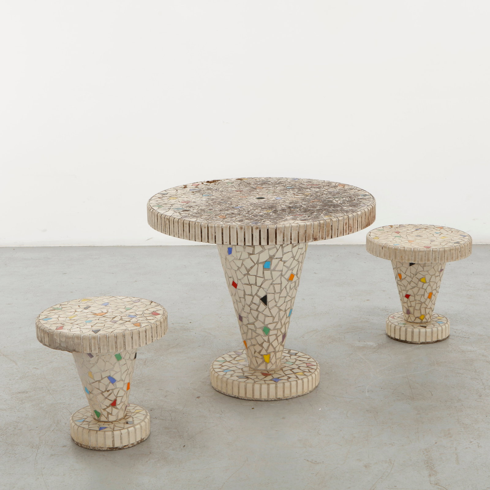 Mosaic Outdoor Dining Set with Multicolored Inlay, 1960s (1 of 20)