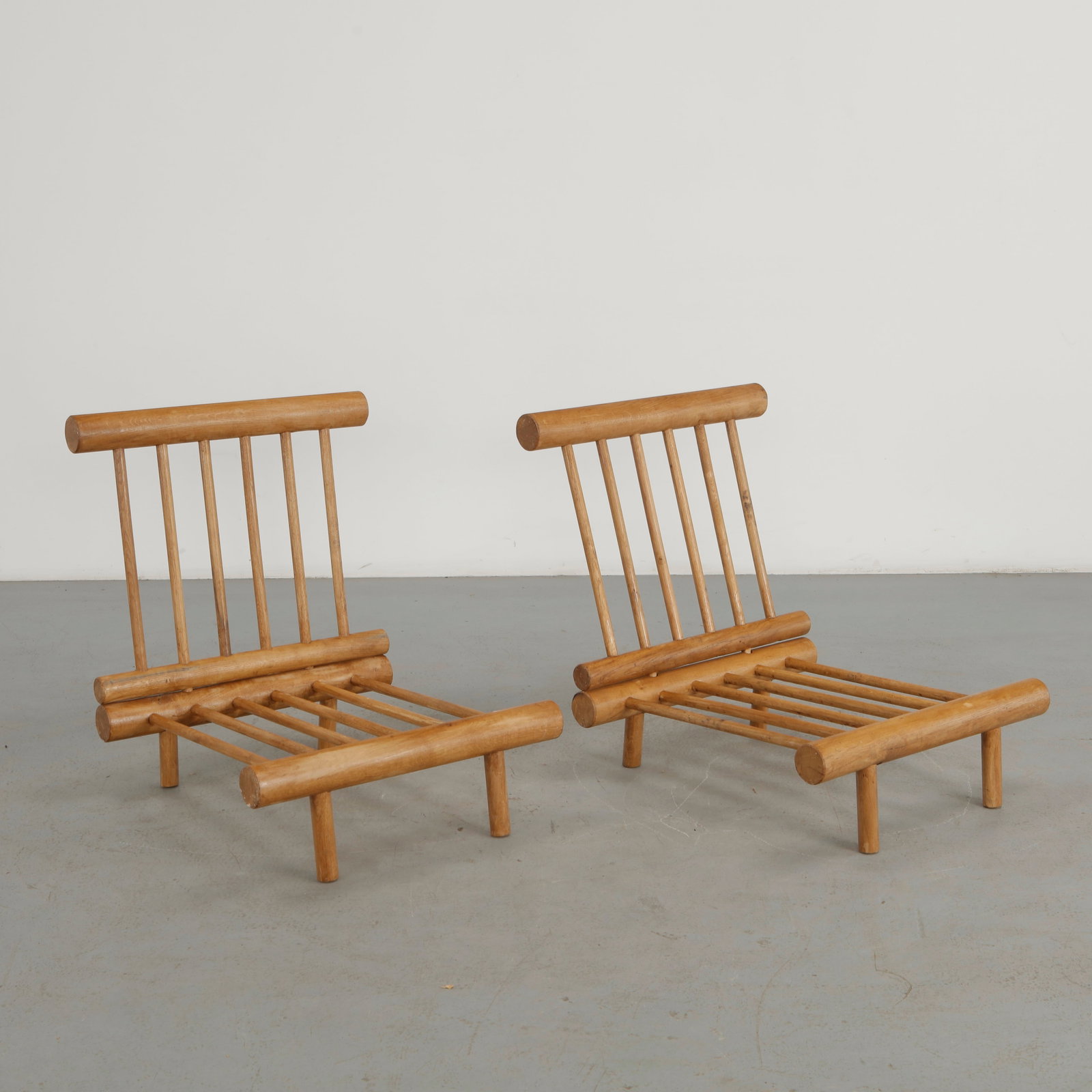 Charlotte Perriand, Pair of La Cachette Oak Fireside Chairs, 1960s - 8