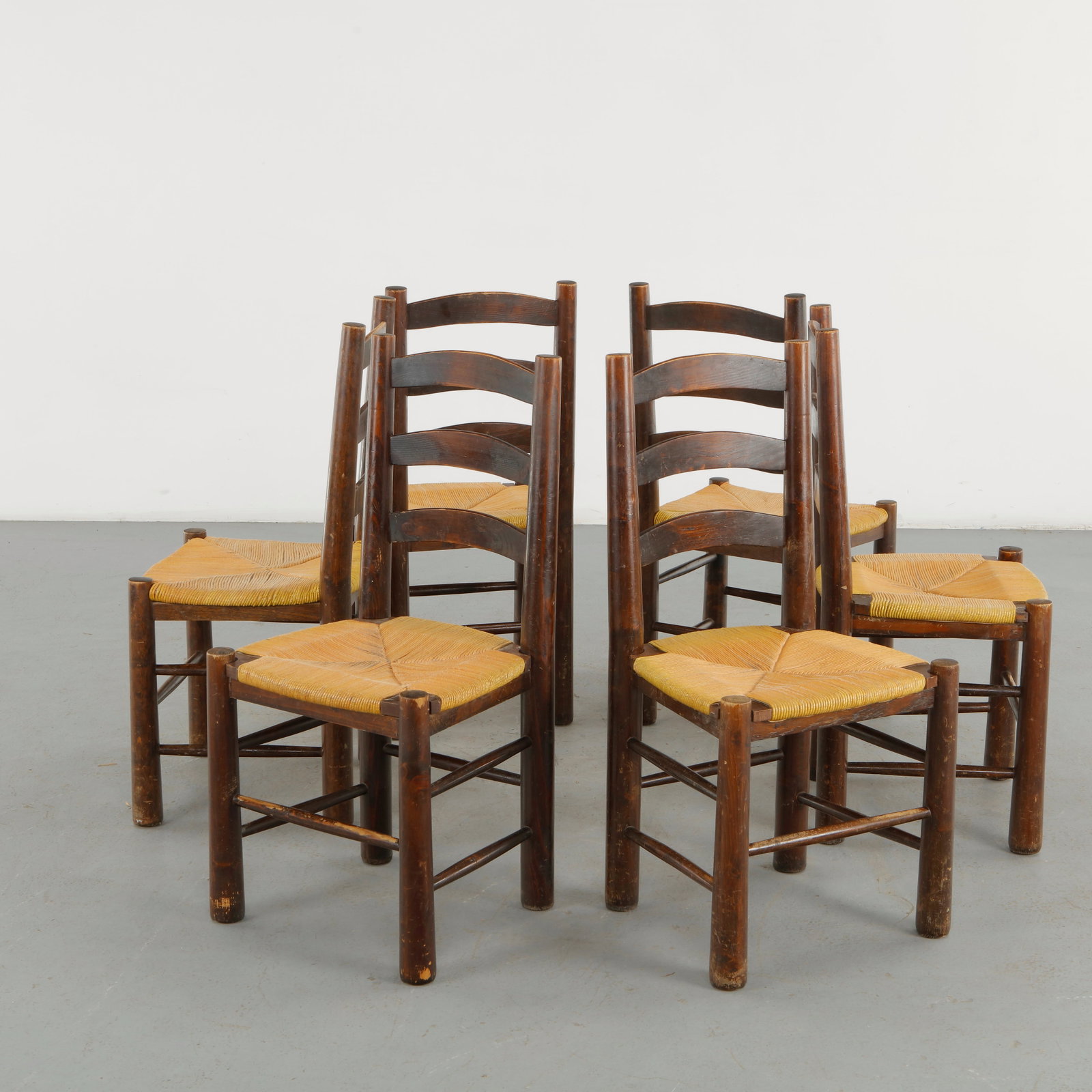 Charles Dudouyt, Set of Six Ladder Back Dining Chairs, 1960s (1 of 20)